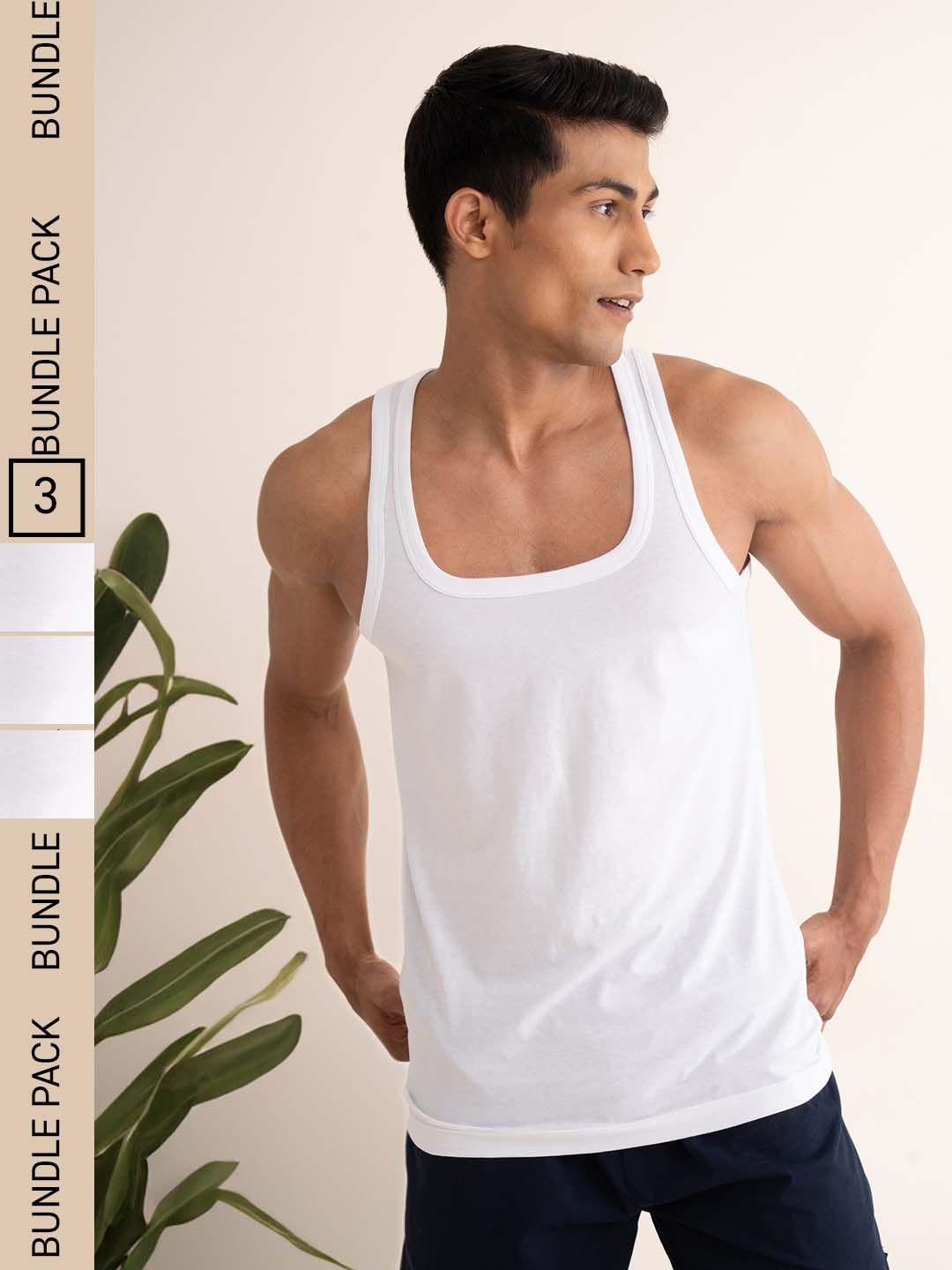 damensch men pack of 3 anti-microbial neo-cotton basic innerwear vests