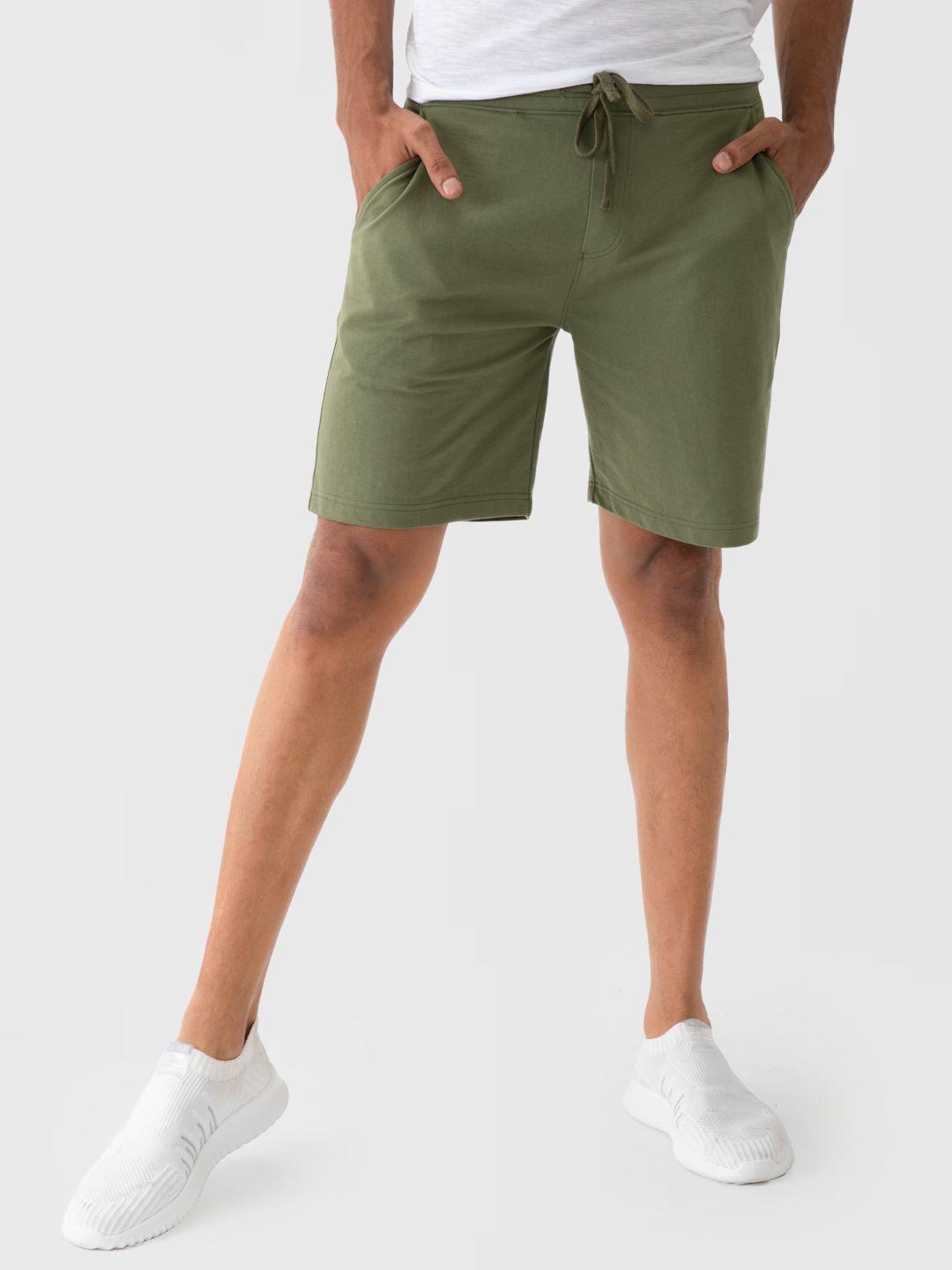 damensch men solid cotton regular fit french terry sweat shorts