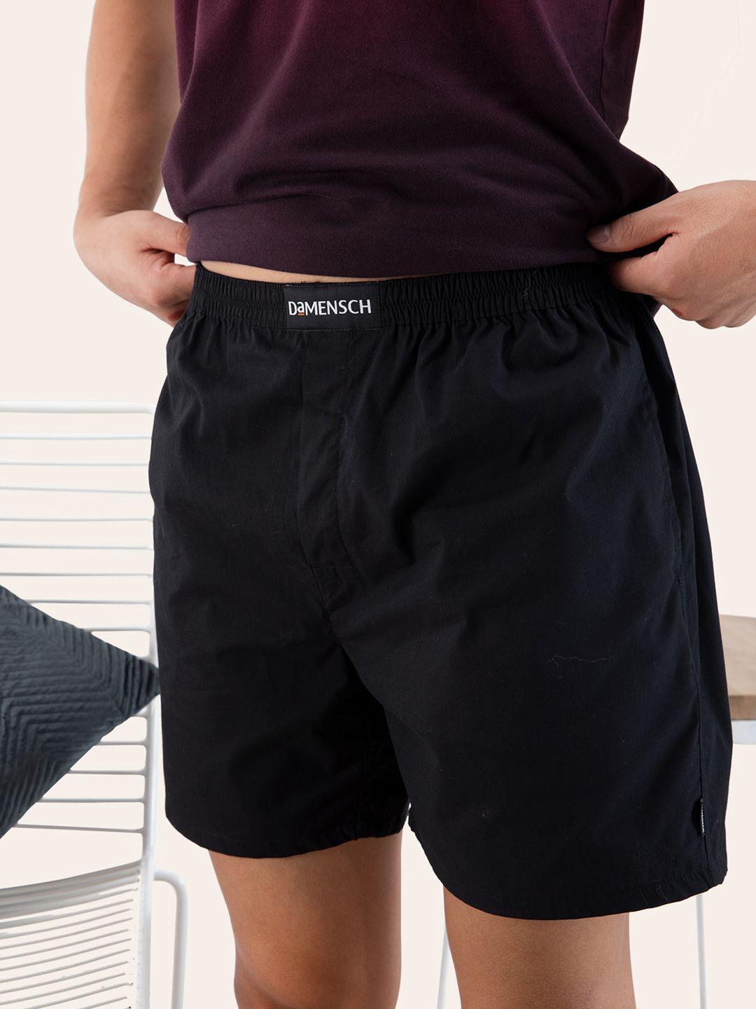 damensch breeeze men black solid pure cotton ultra-light all-round boxers dam-sld-lbx-cab