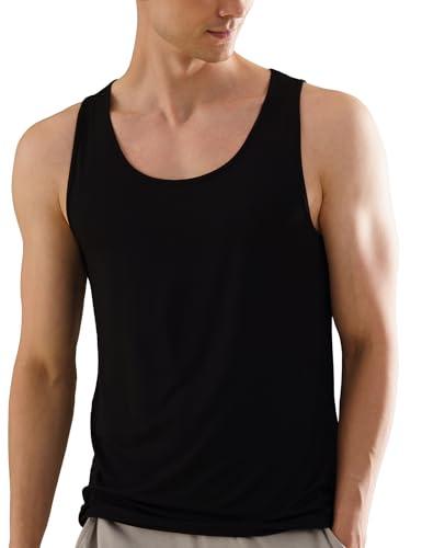 damensch men's neo-skin anti-microbial slub anti-odour-bamboo rayon fabric round neck vest (natural black, small)