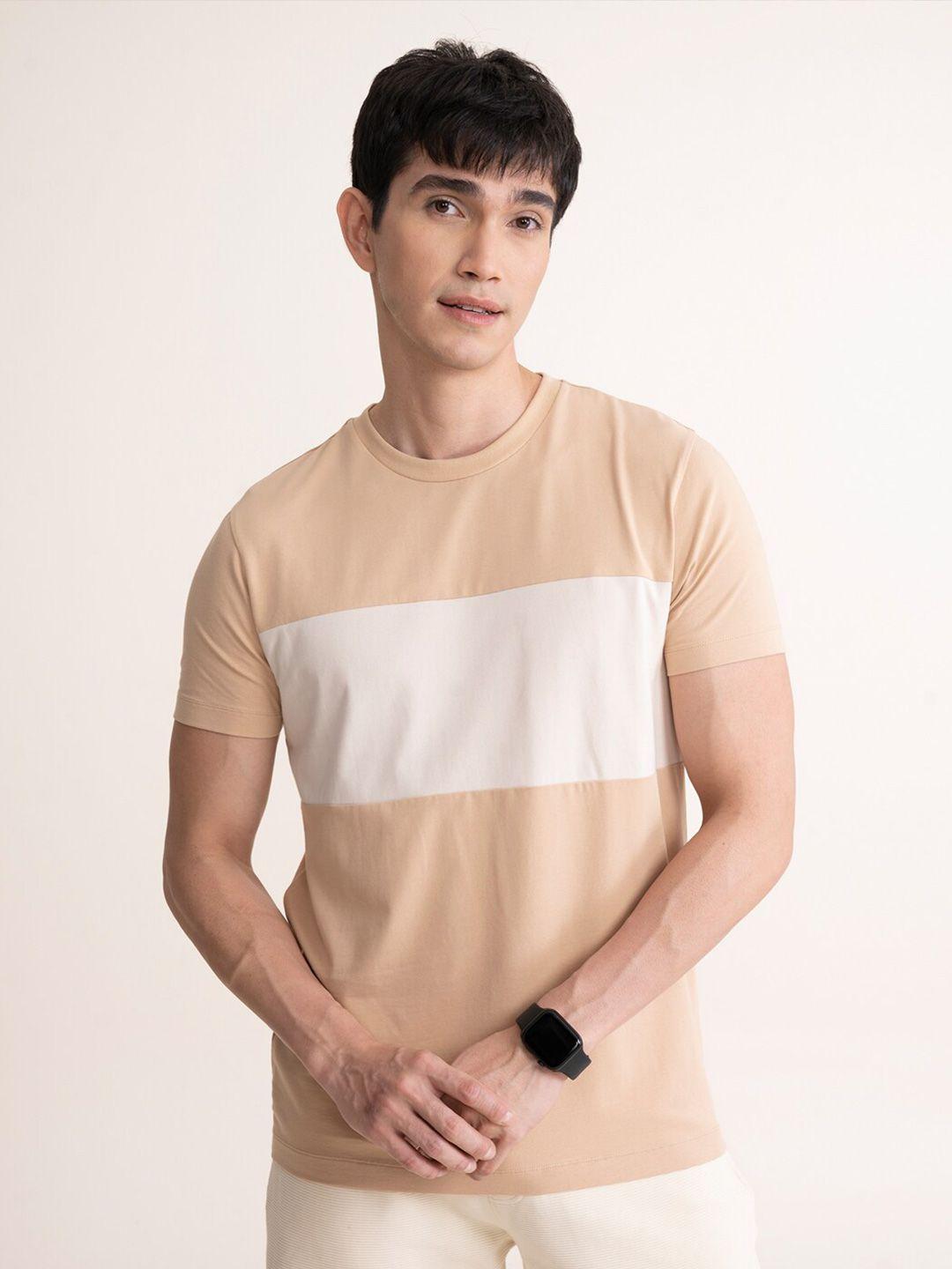 damensch men beige colourblocked t-shirt