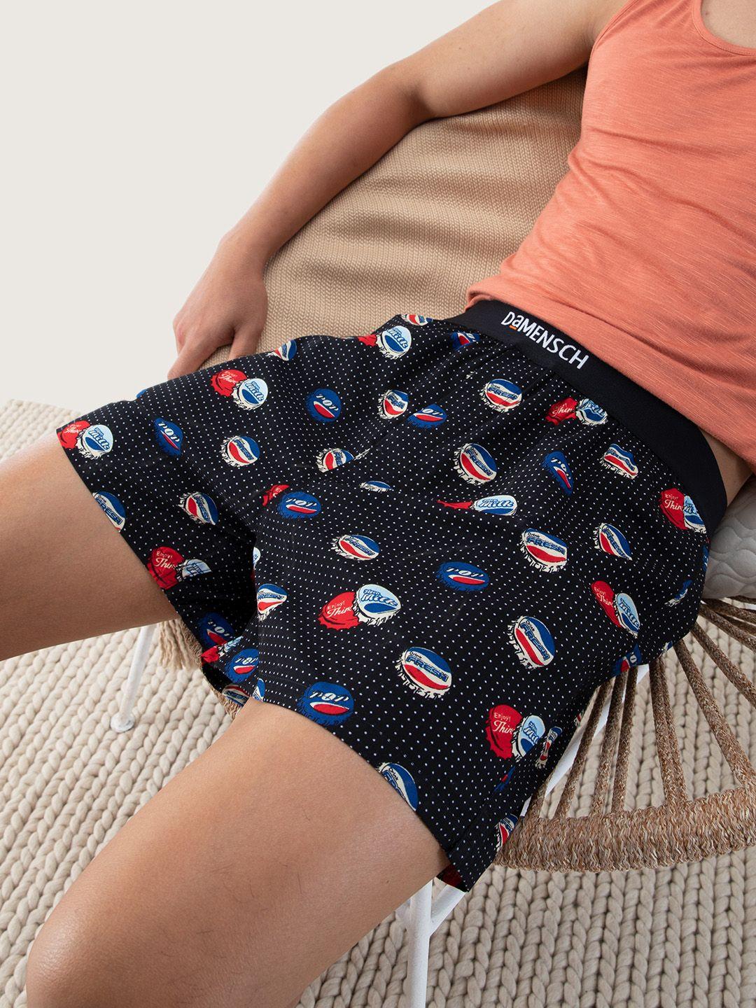 damensch men black & red printed pure cotton boxers dam-chk-sbx-cok-coal black