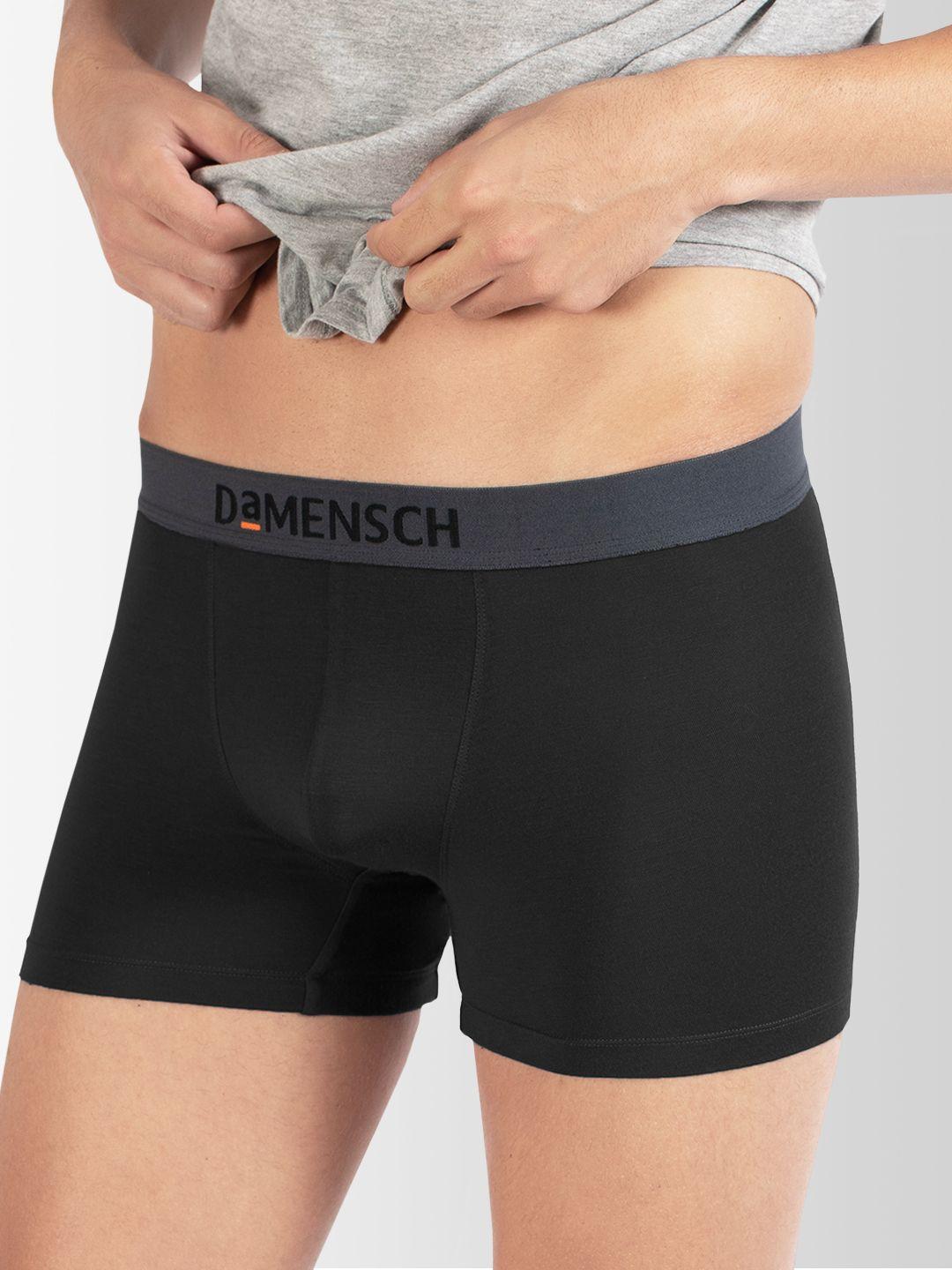 damensch men black deo-soft deodorizing micro modal solid trunks dam-dc-t-ob