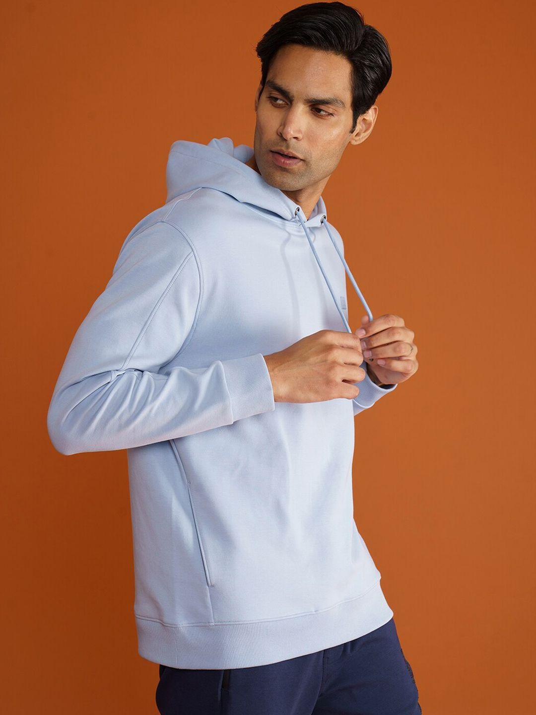 damensch men blue solid hooded pullover