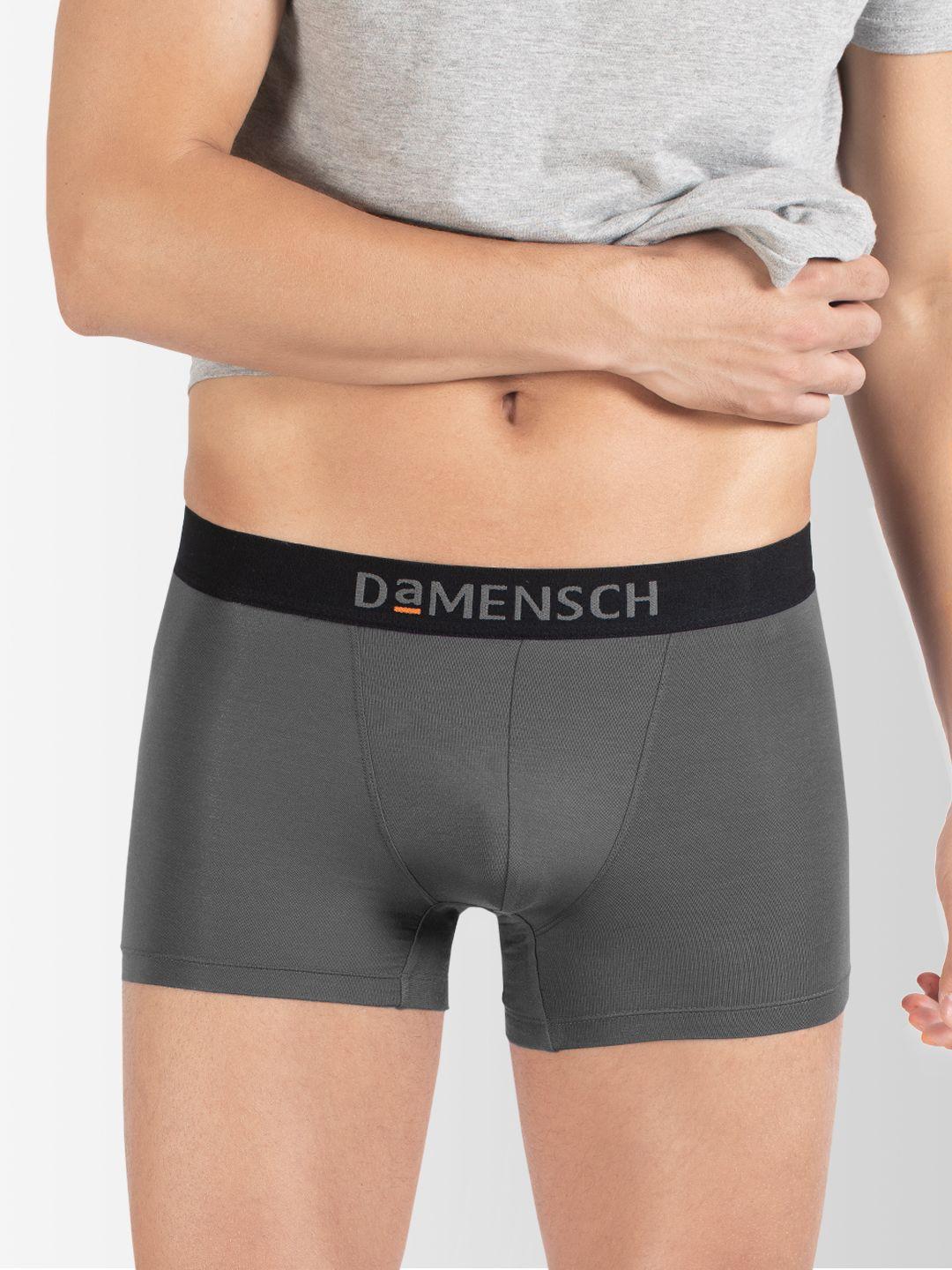damensch men grey deo-soft deodorizing micro modal solid trunks dam-dc-t-wg