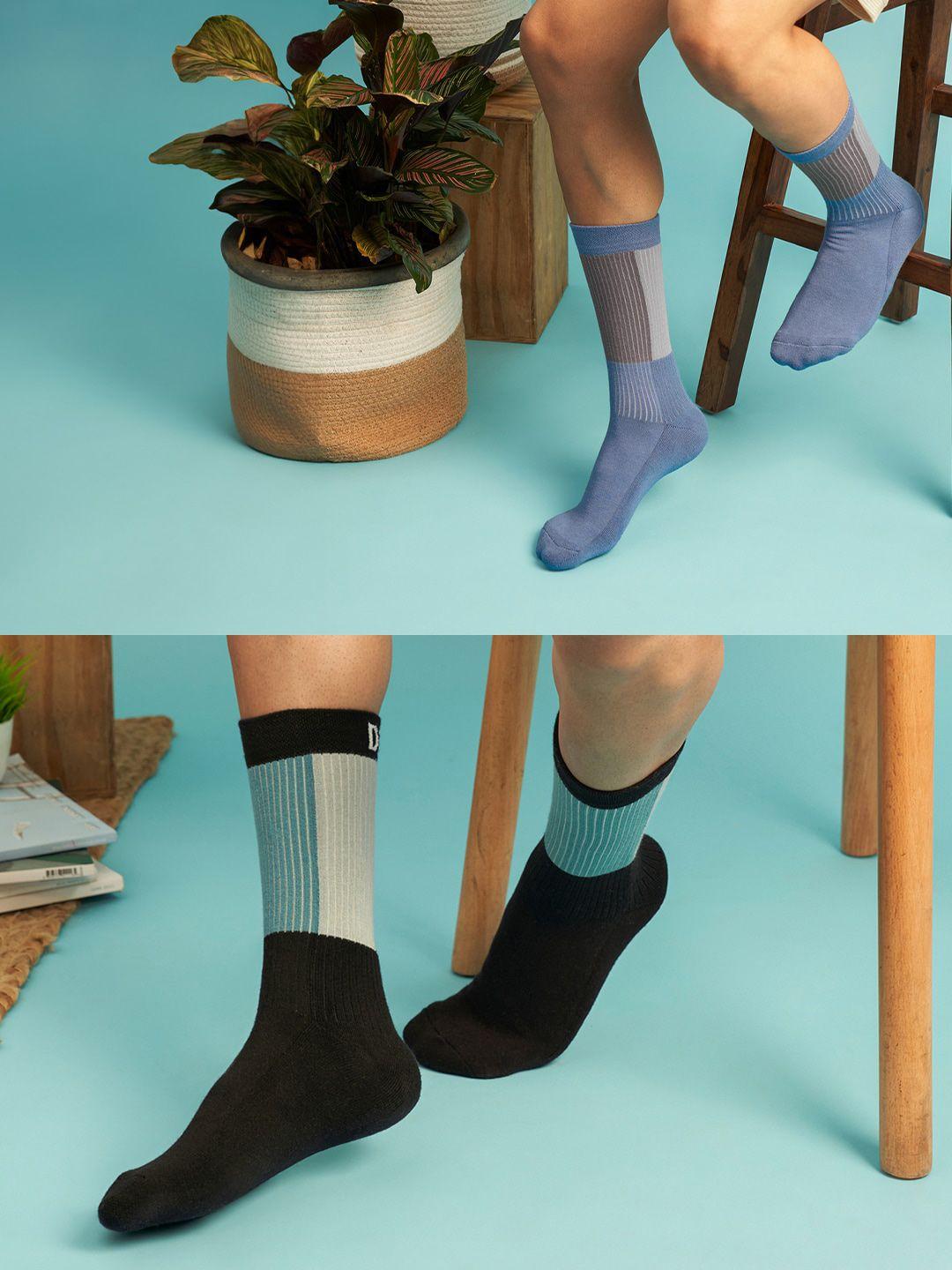damensch men pack of 2 colourblocked calf-length socks