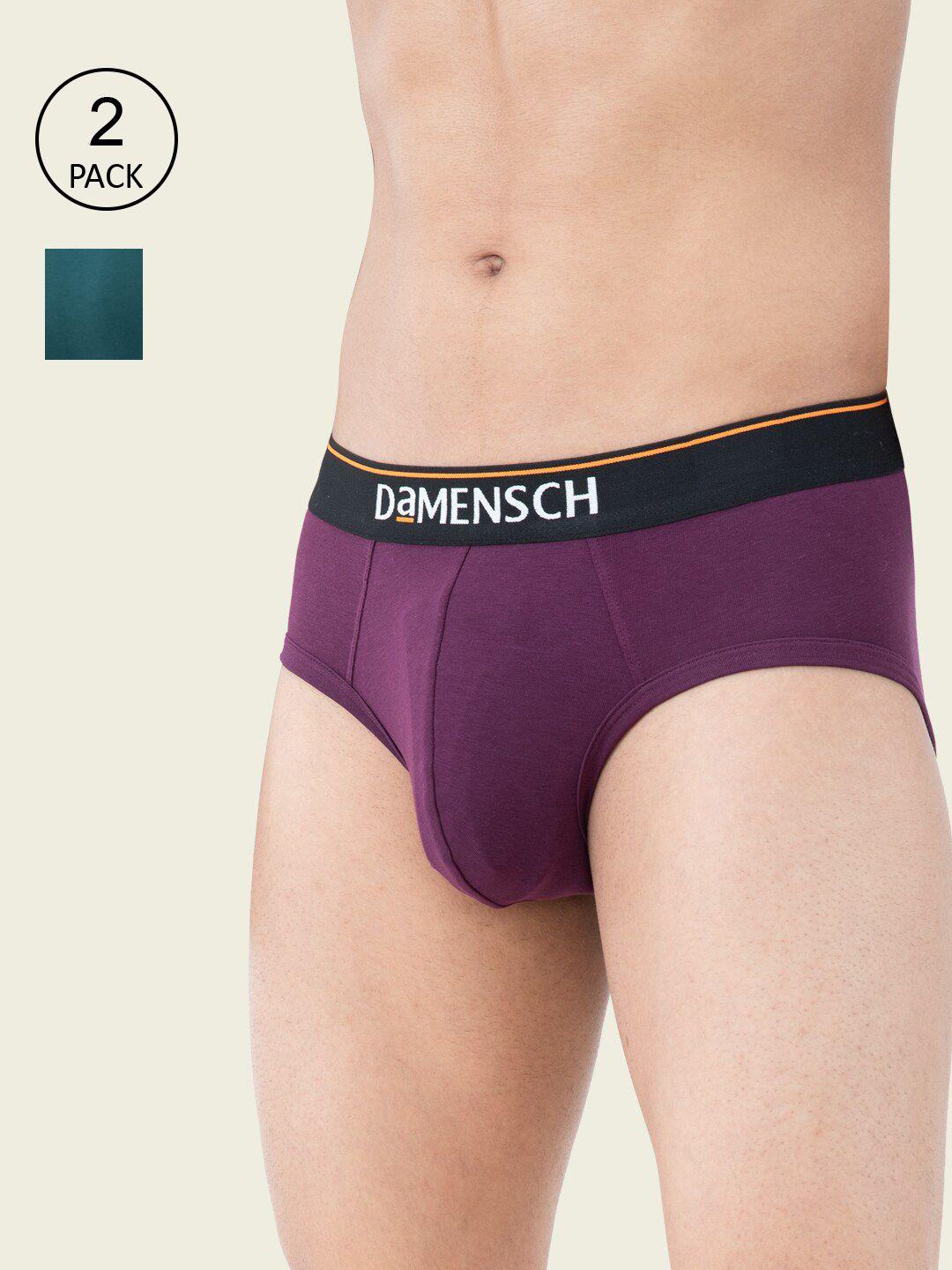 damensch men pack of 2 solid anti bacterial basic briefs