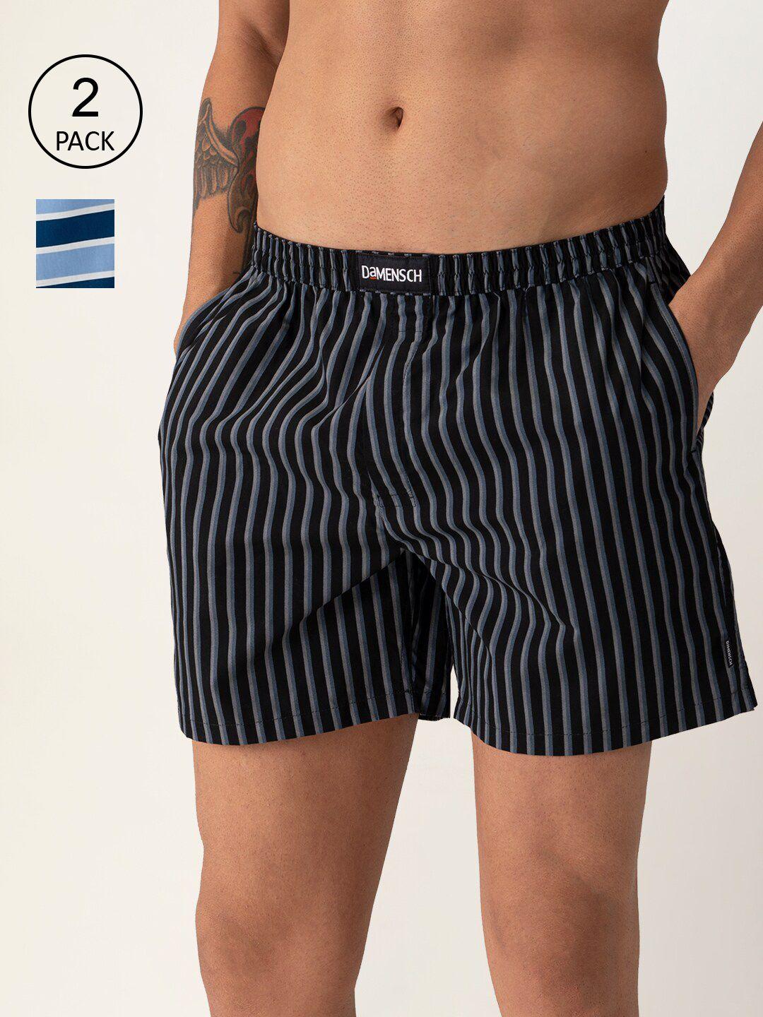 damensch men pack of 2 striped pure cotton boxers