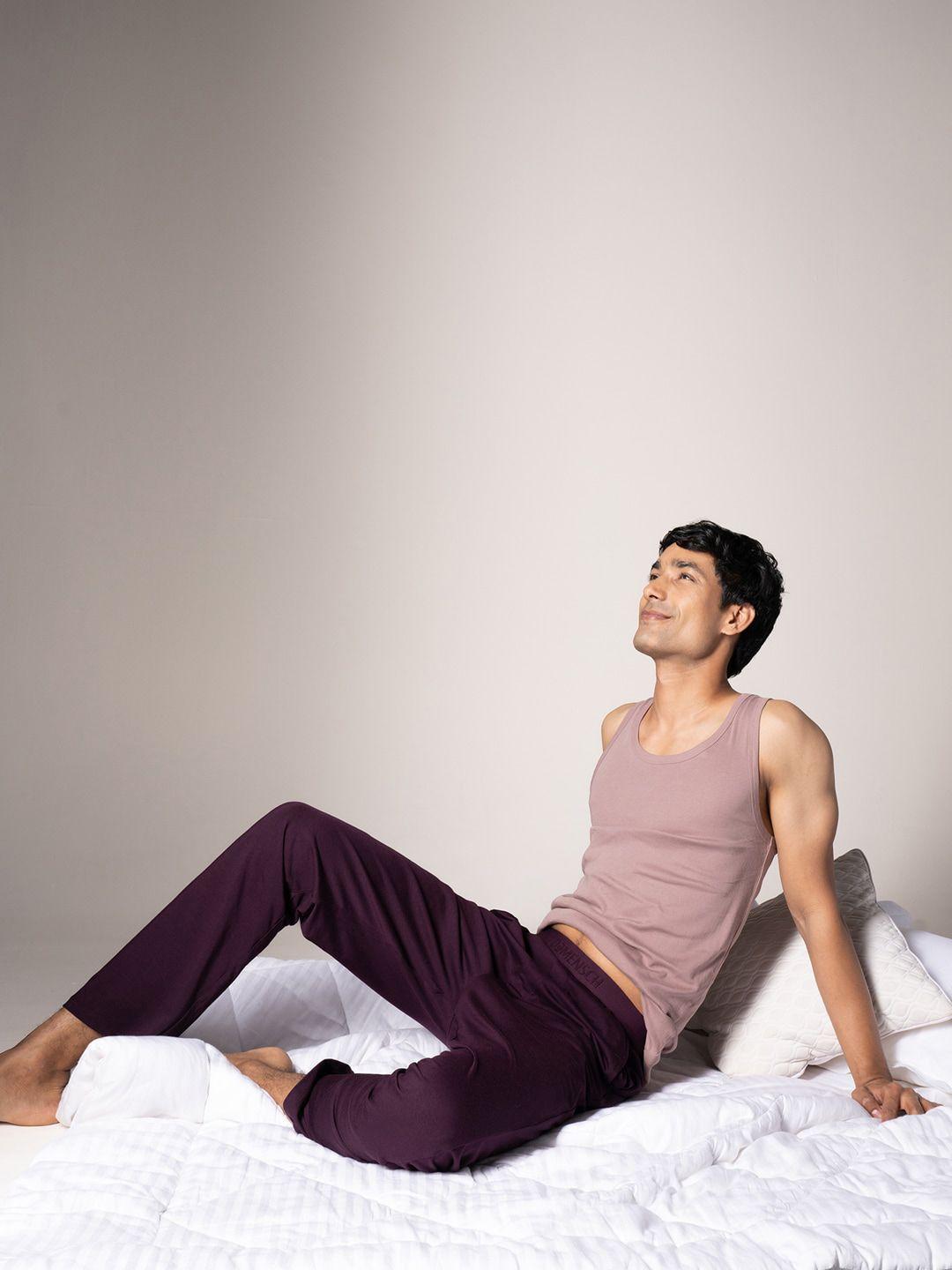 damensch men sleep therapy luxe-soft knit purple pyjama pants