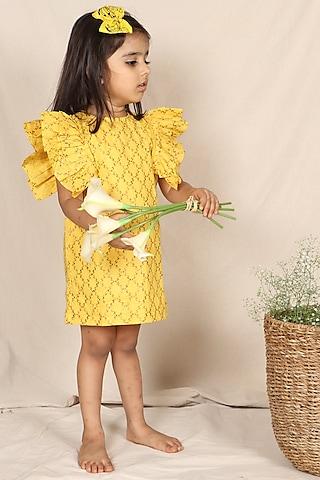 dandelion yellow ruffled dress for girls