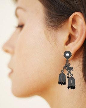 dangler earrings with beaded detail