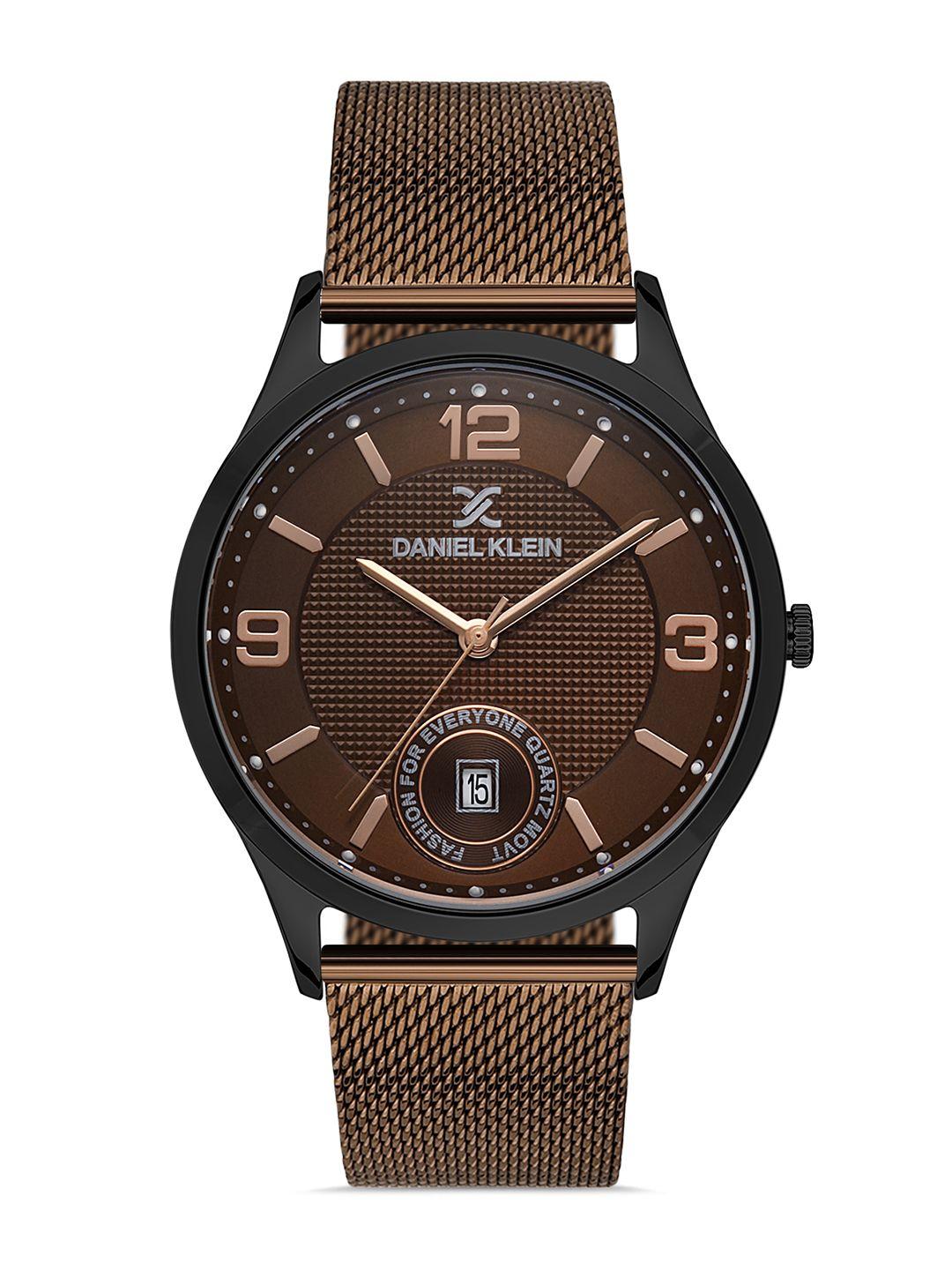 daniel klein men brown dial & straps analogue watch-dk.1.13267-5_or