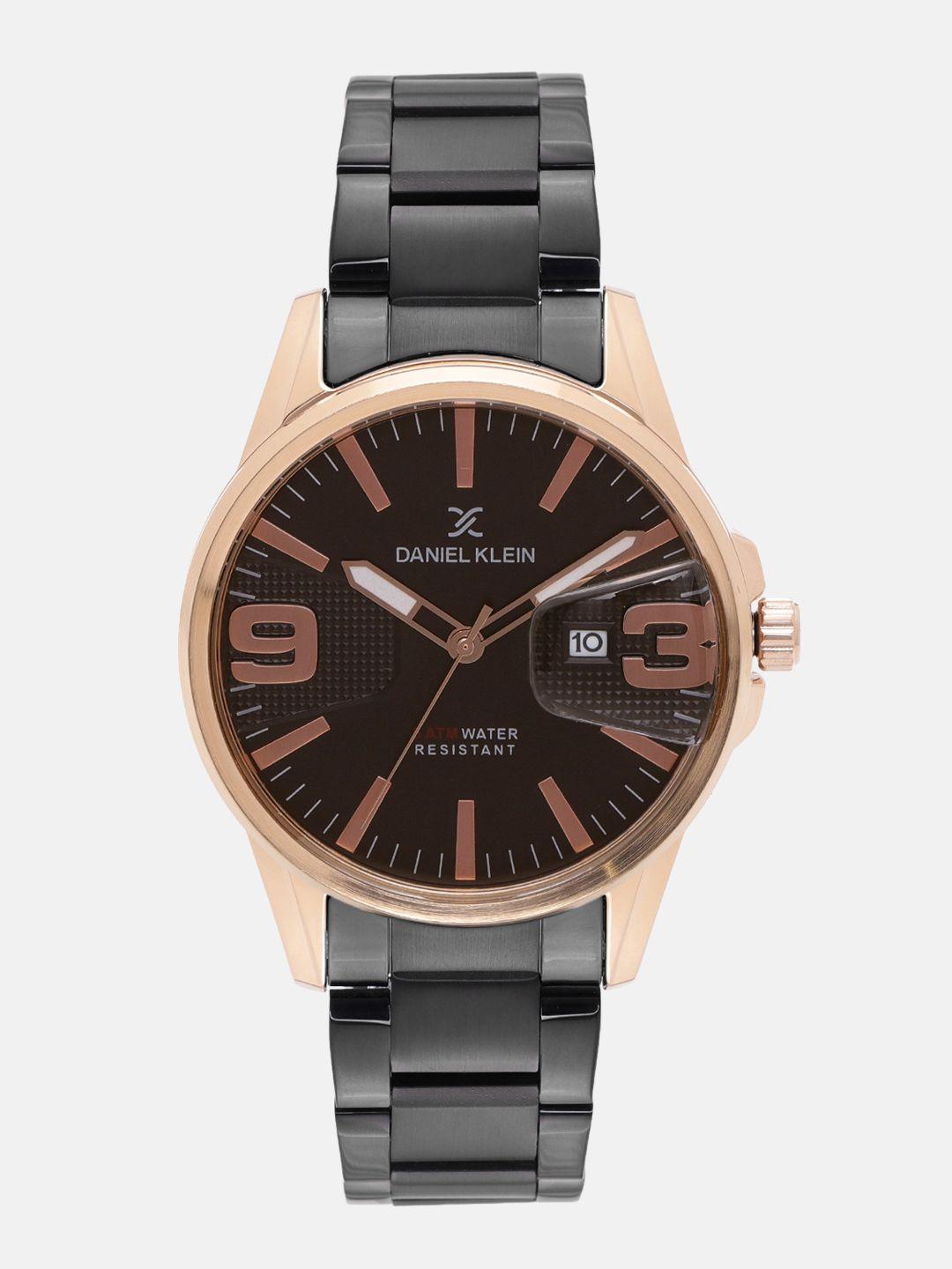 daniel klein men coffee brown analogue watch 12150-3