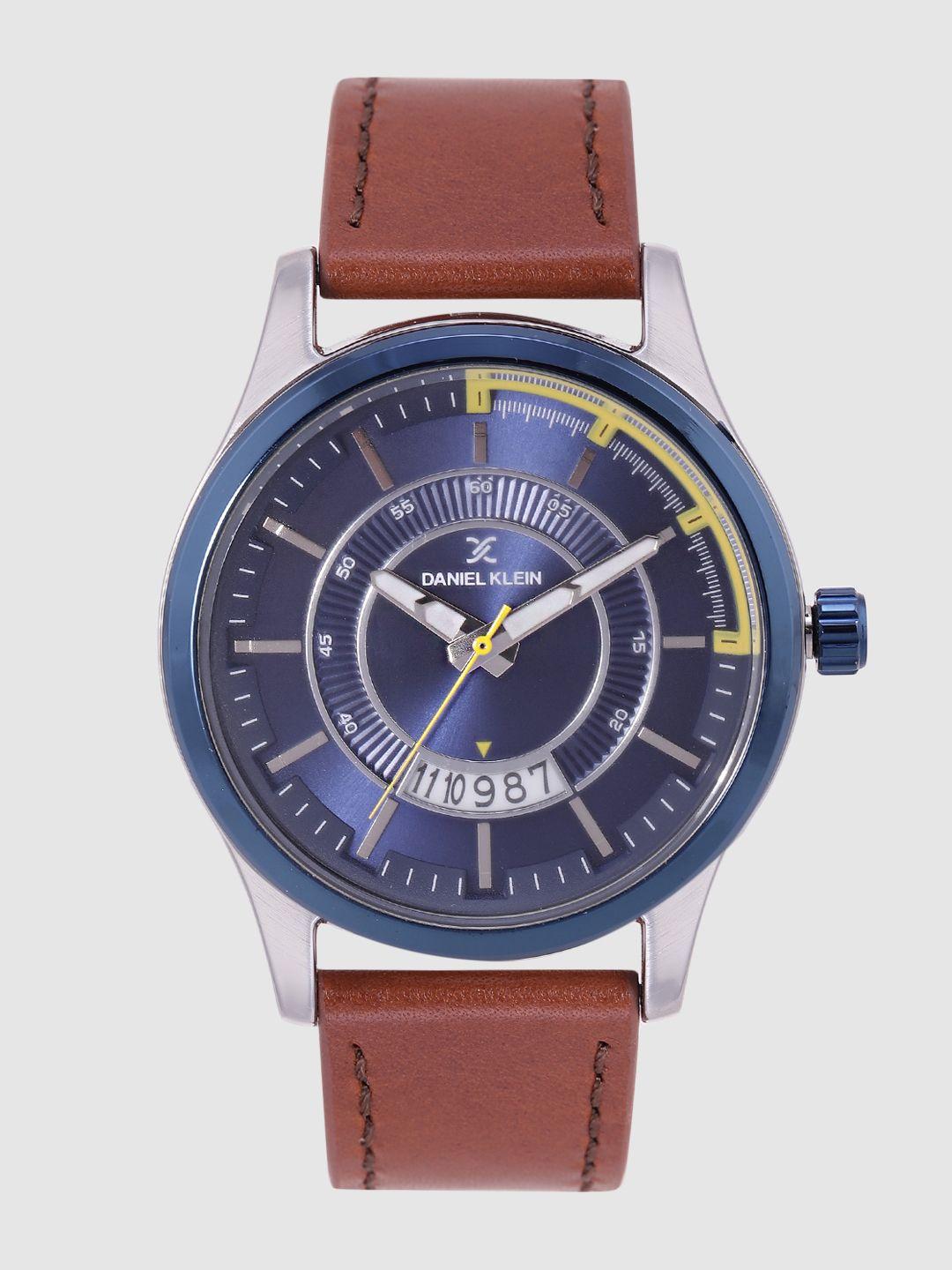 daniel klein men navy blue analogue watch dk11660-3