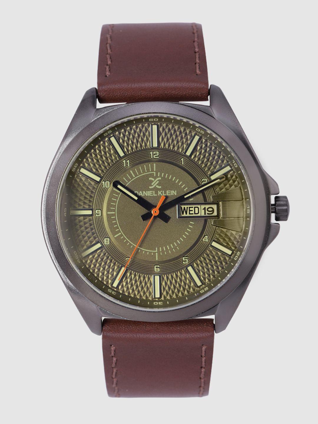 daniel klein premium men olive green analogue watch dk12172-5