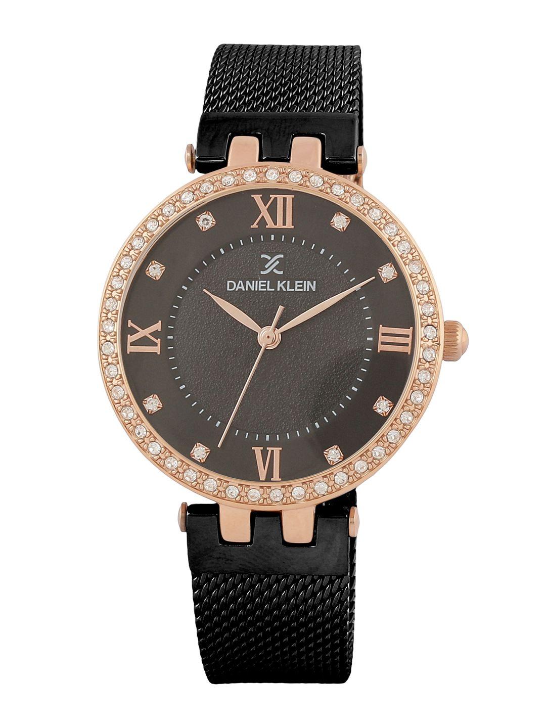 daniel klein premium women gunmetal-toned analogue watch dk.1.12400-5