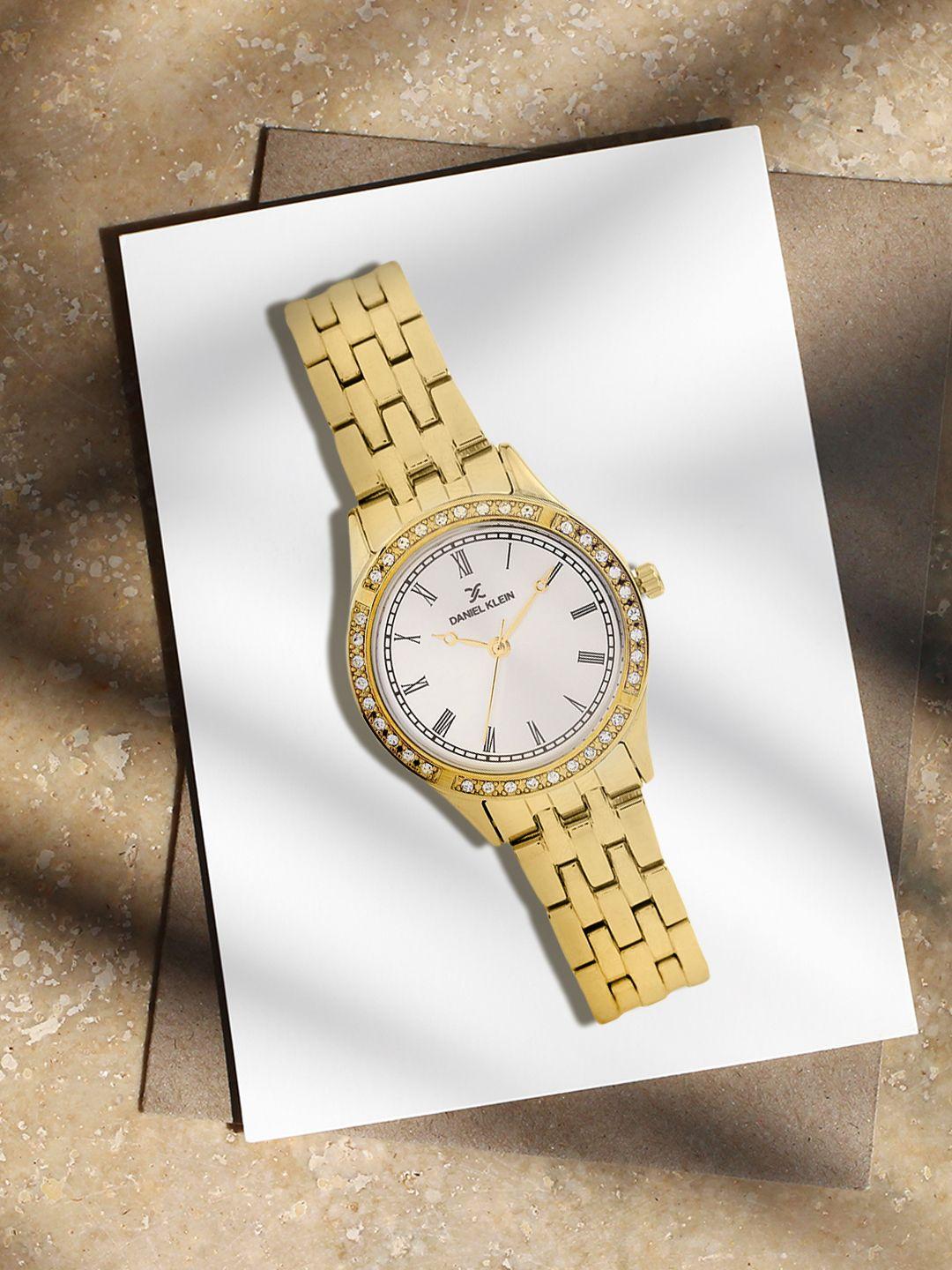 daniel klein premium women silver-toned embellished dial watch dk10850-5