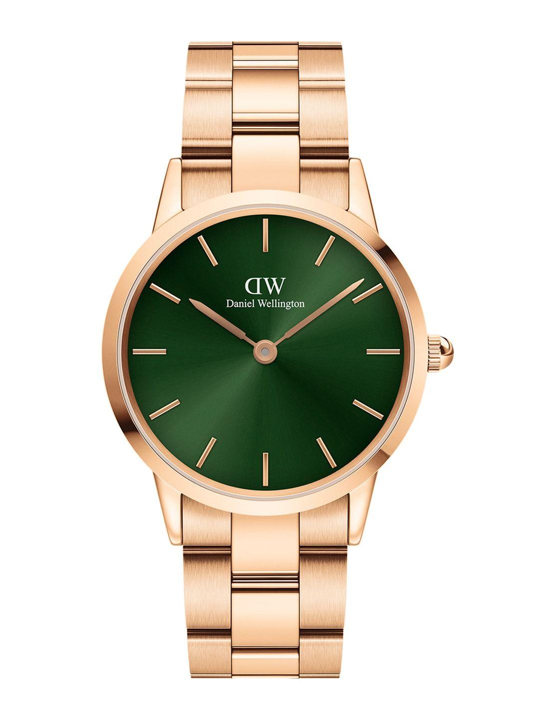 daniel wellington unisex iconic link dial emerald green 36 mm analogue watch- (dw00100419)