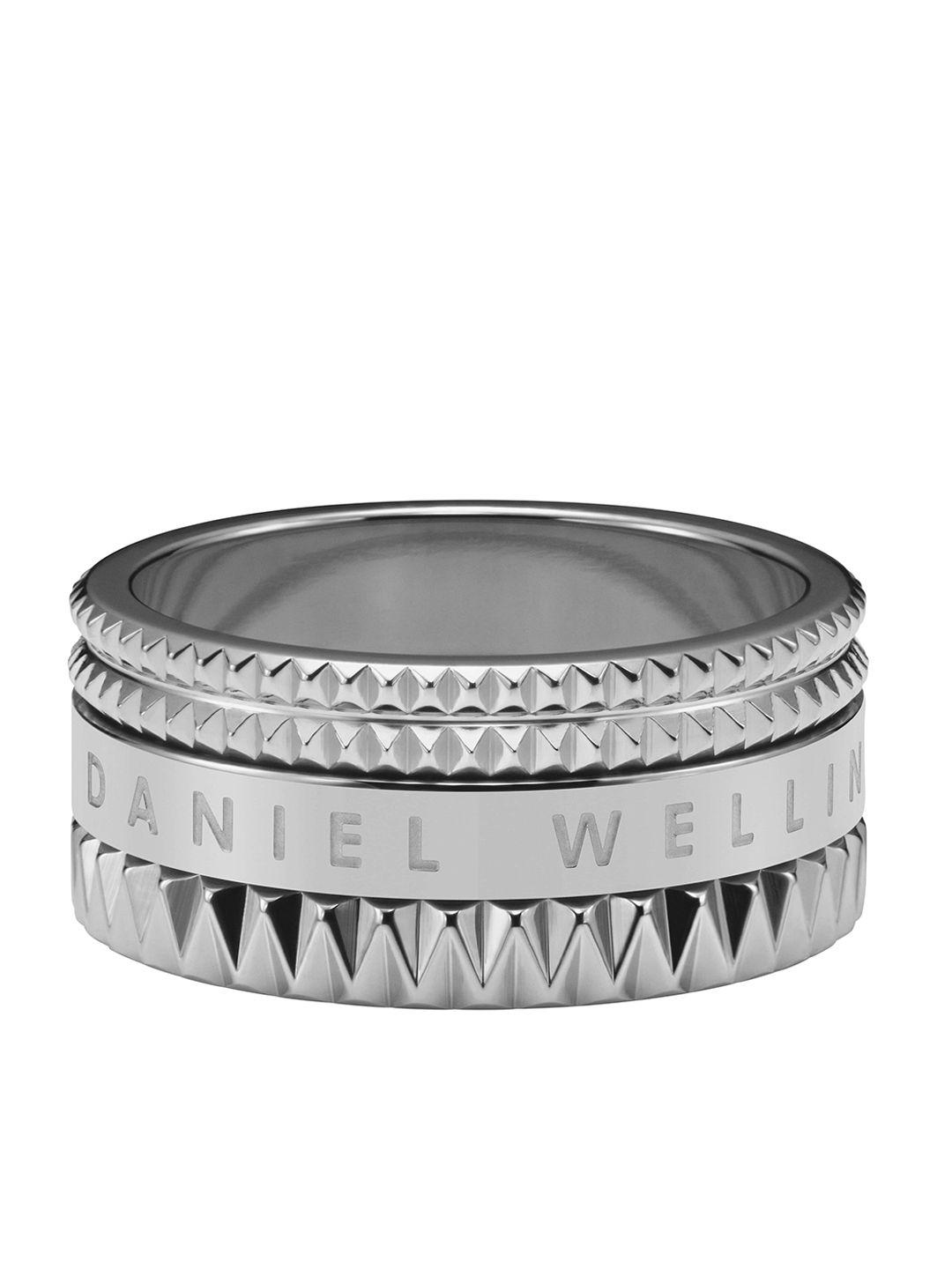 daniel wellington women silver-toned textured elevation finger ring