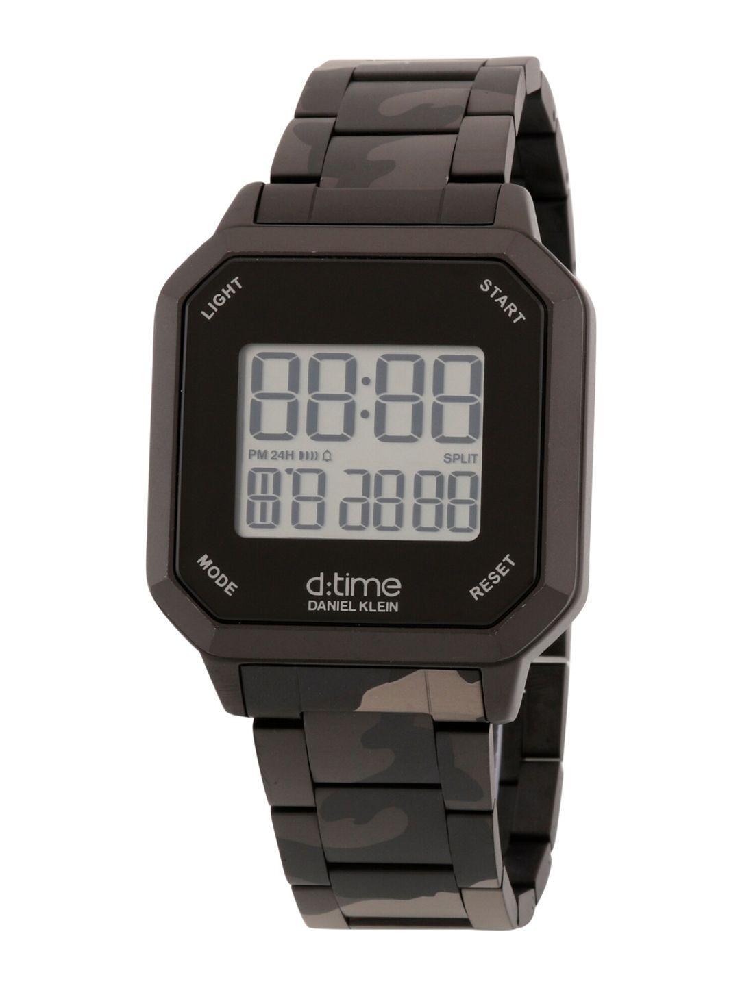 daniel klein men black dial & black stainless steel digital watch dk 1 12636-5