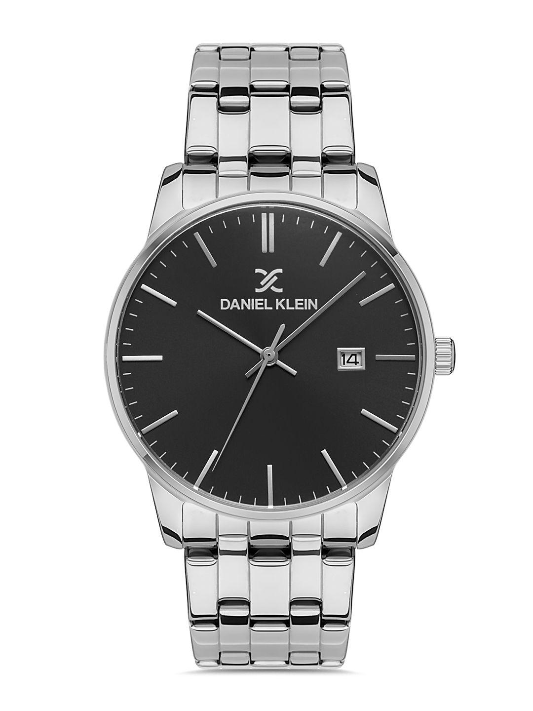 daniel klein men black dial & silver toned straps analogue watch dk.1.13270-2_or