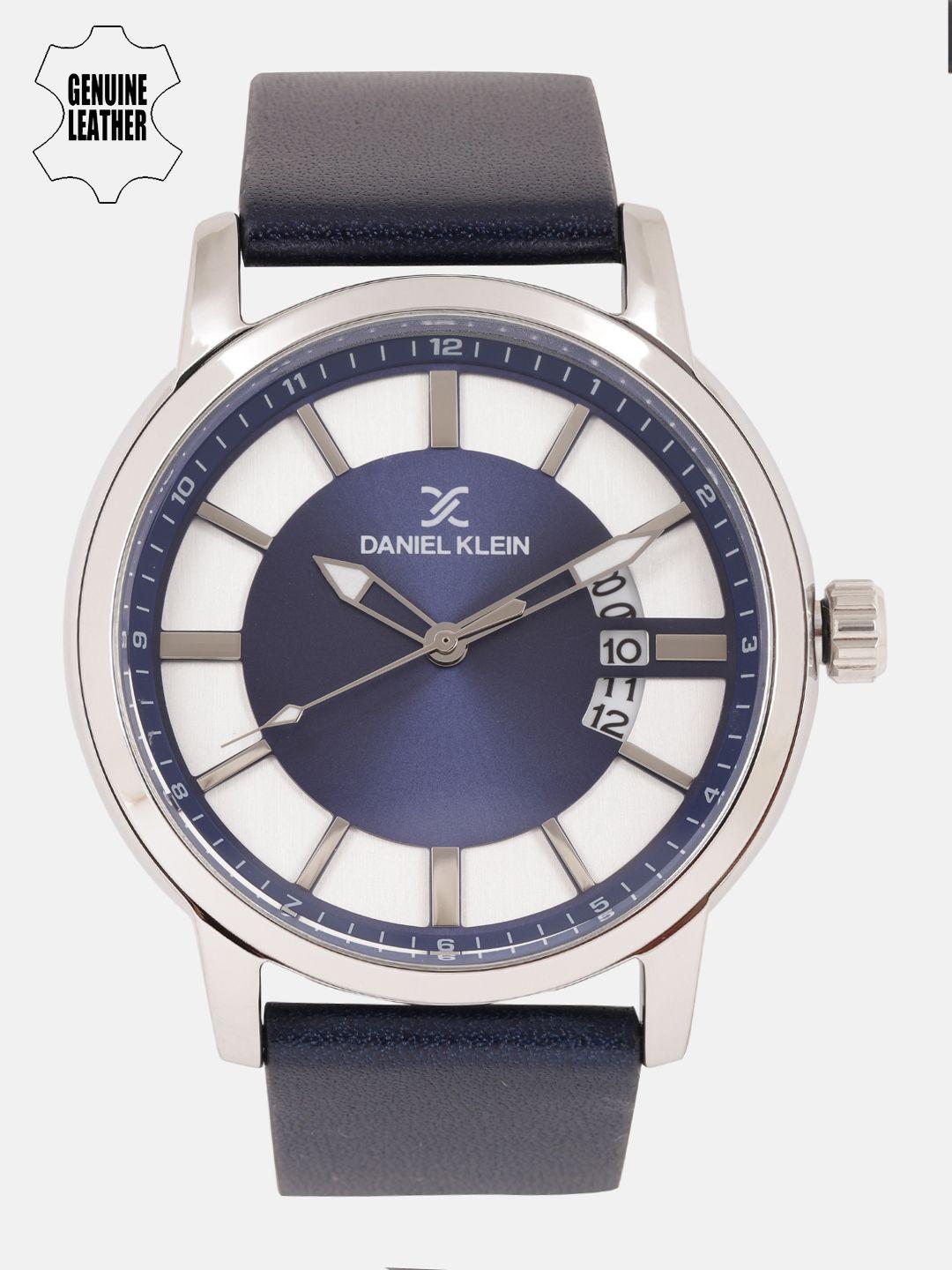 daniel klein men blue & silver-toned analogue watch dk11836