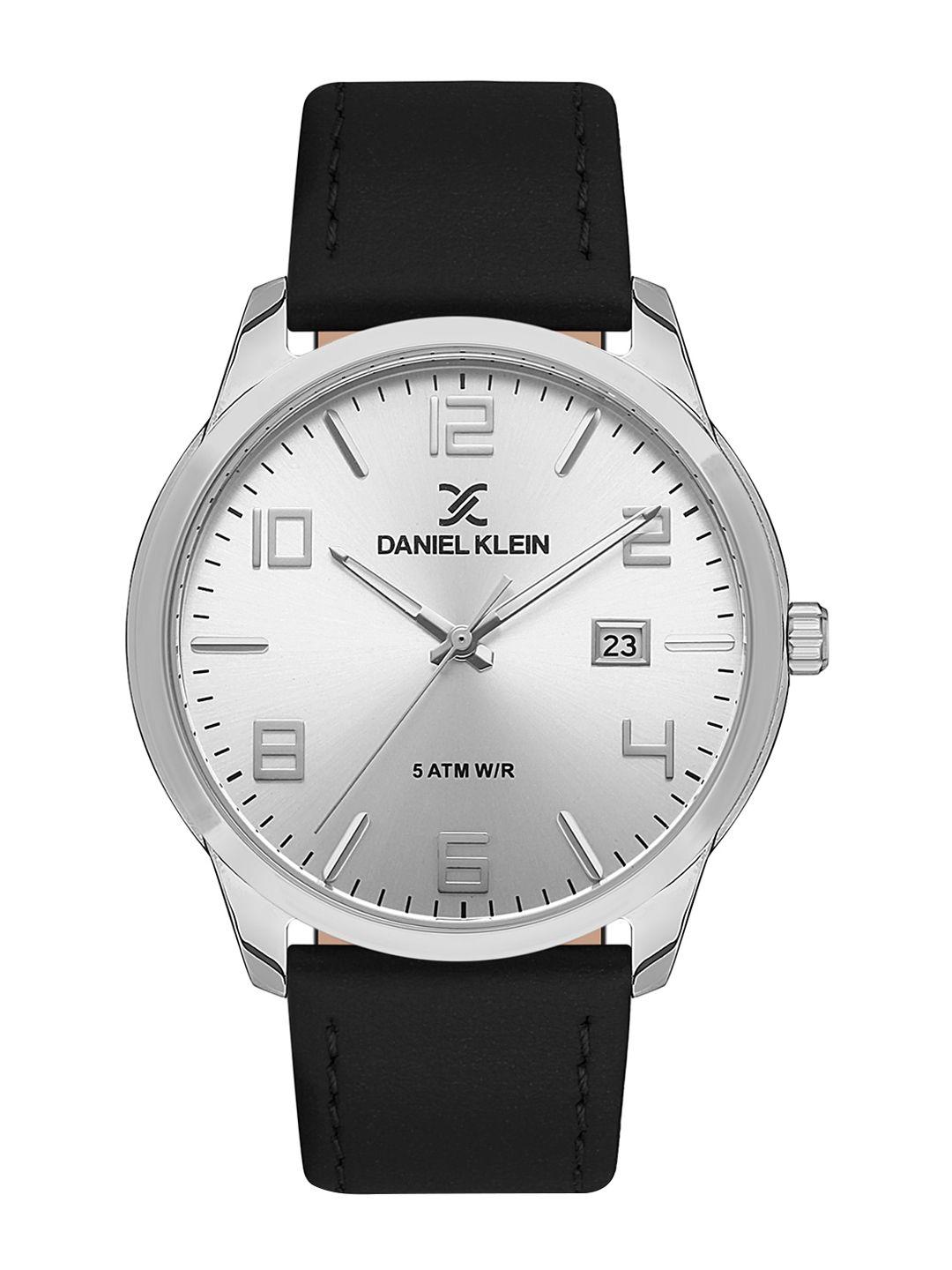 daniel klein men dial & leather straps analogue watch dk 1 13448-1