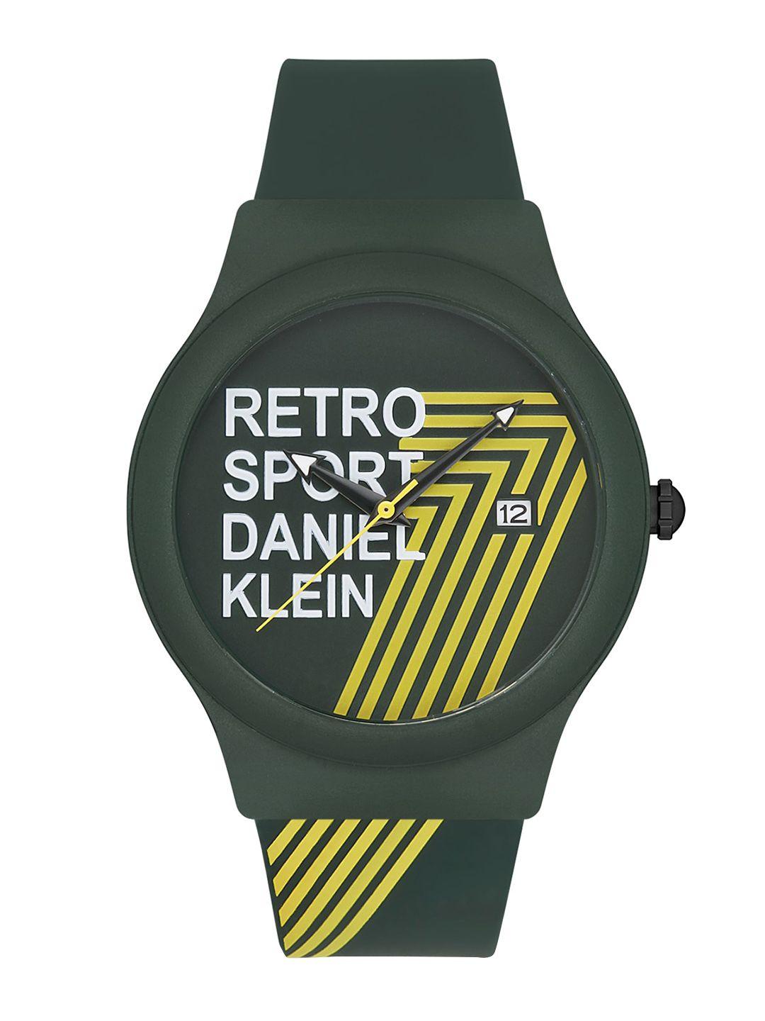 daniel klein men green dial & green straps analogue watch dk 1 12867-6