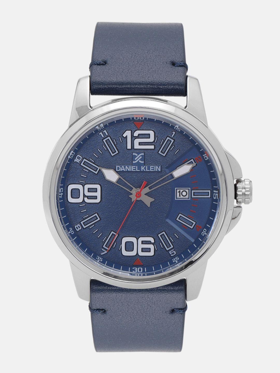 daniel klein men navy blue analogue watch dk12131-3