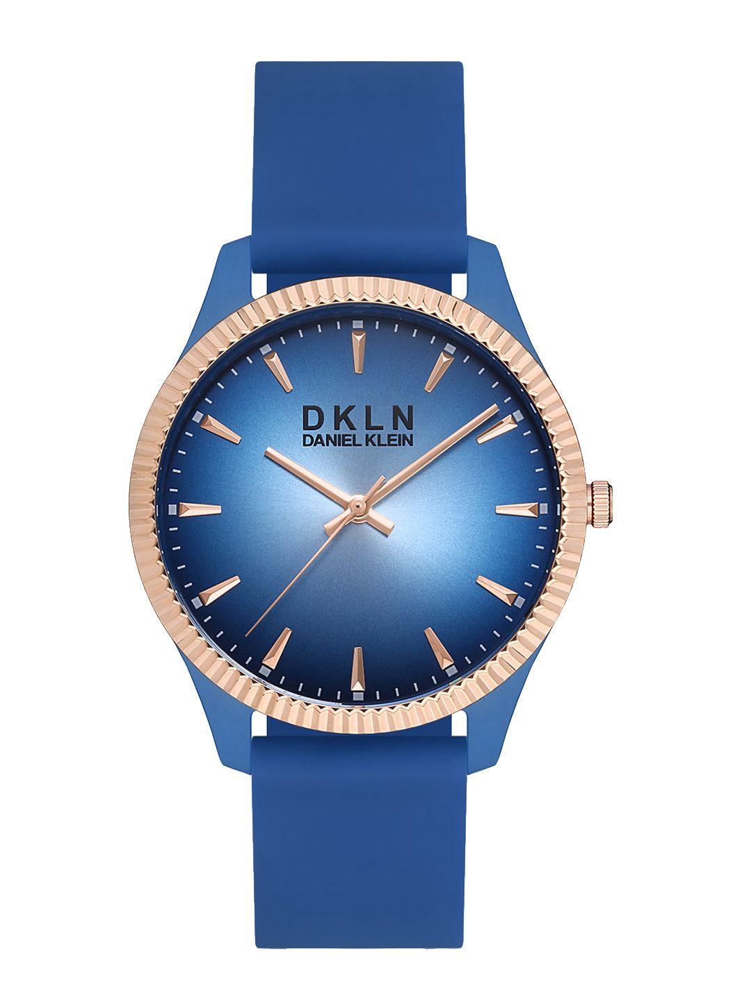 daniel klein men printed dial & blue straps analogue watch dk 1 12767-5