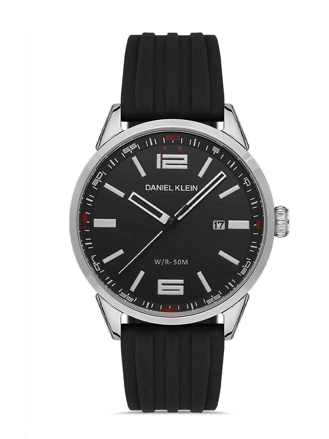 daniel klein premium gents black dial & black straps analogue watch