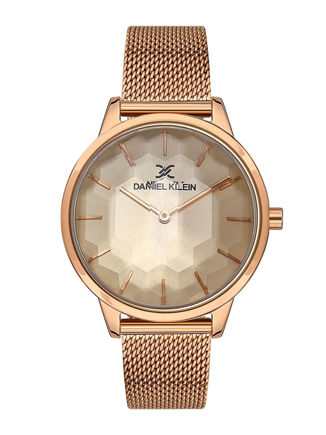 daniel klein premium women rose gold-toned dial & straps analogue watch dk.1.13226-2