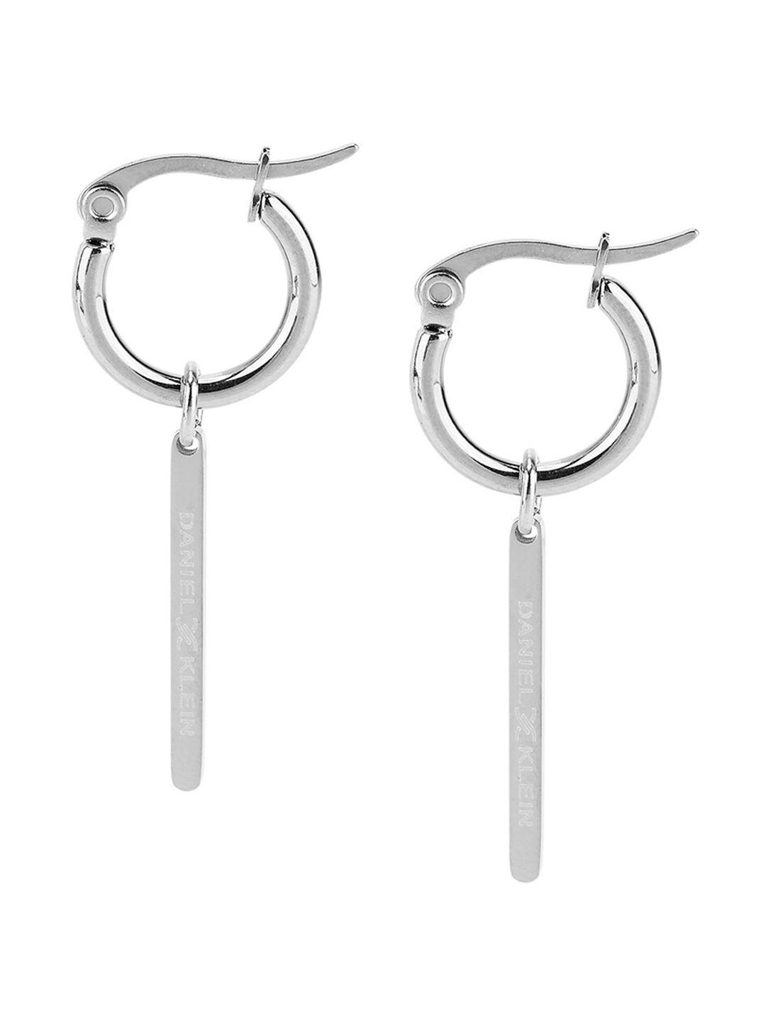 daniel klein silver-plated contemporary hoop earrings