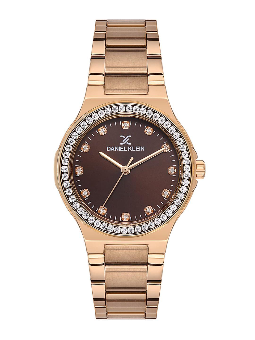 daniel klein women embellished dial & bracelet style straps analogue watch dk.1.13463-5