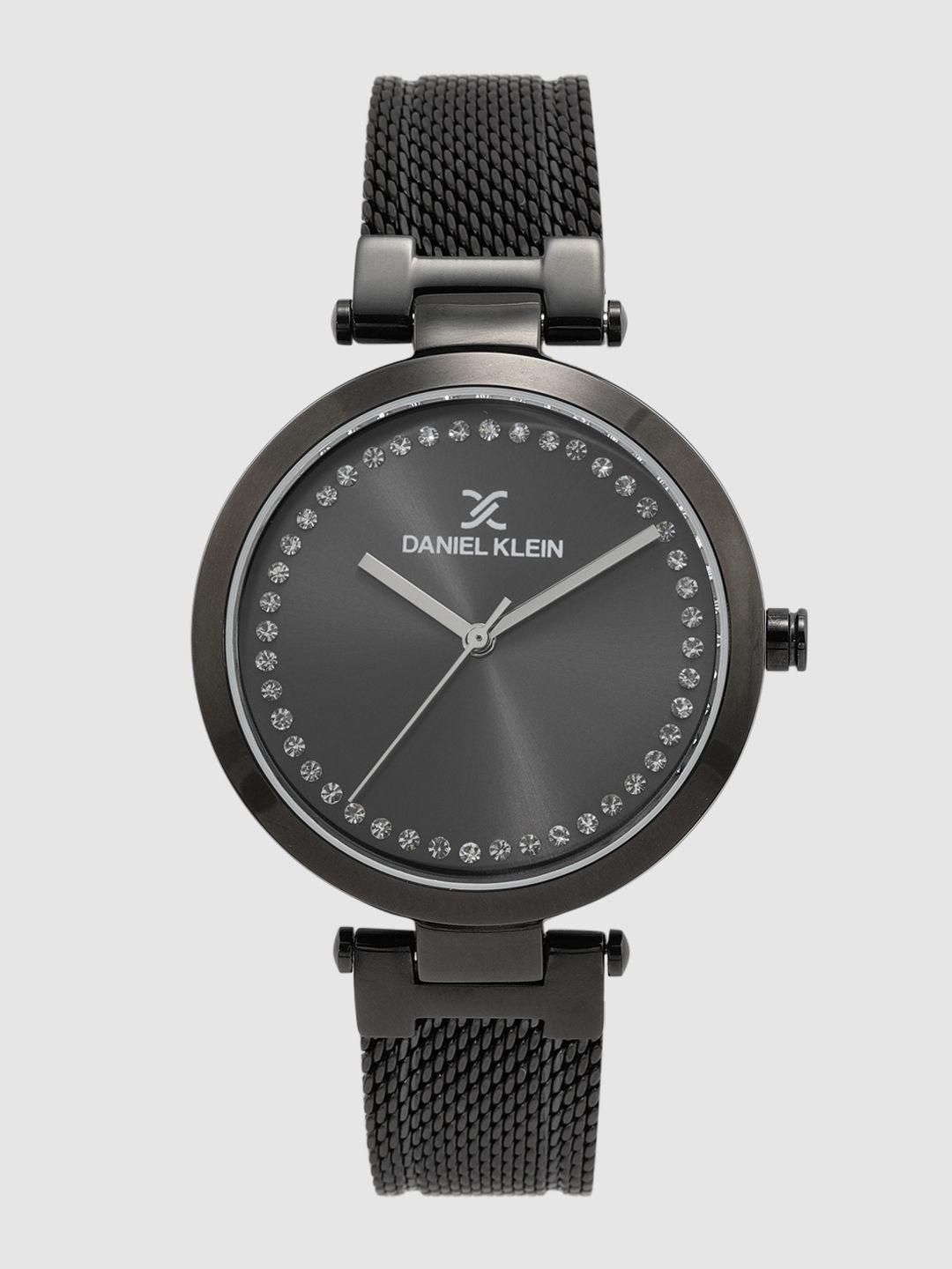 daniel klein women grey embellished analogue watch dk.1.12282