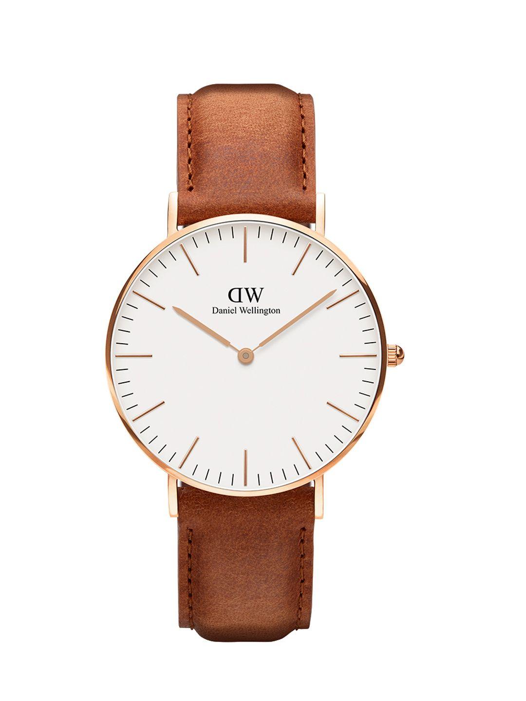 daniel wellington classic durham men brown & white analogue watch dw00100109