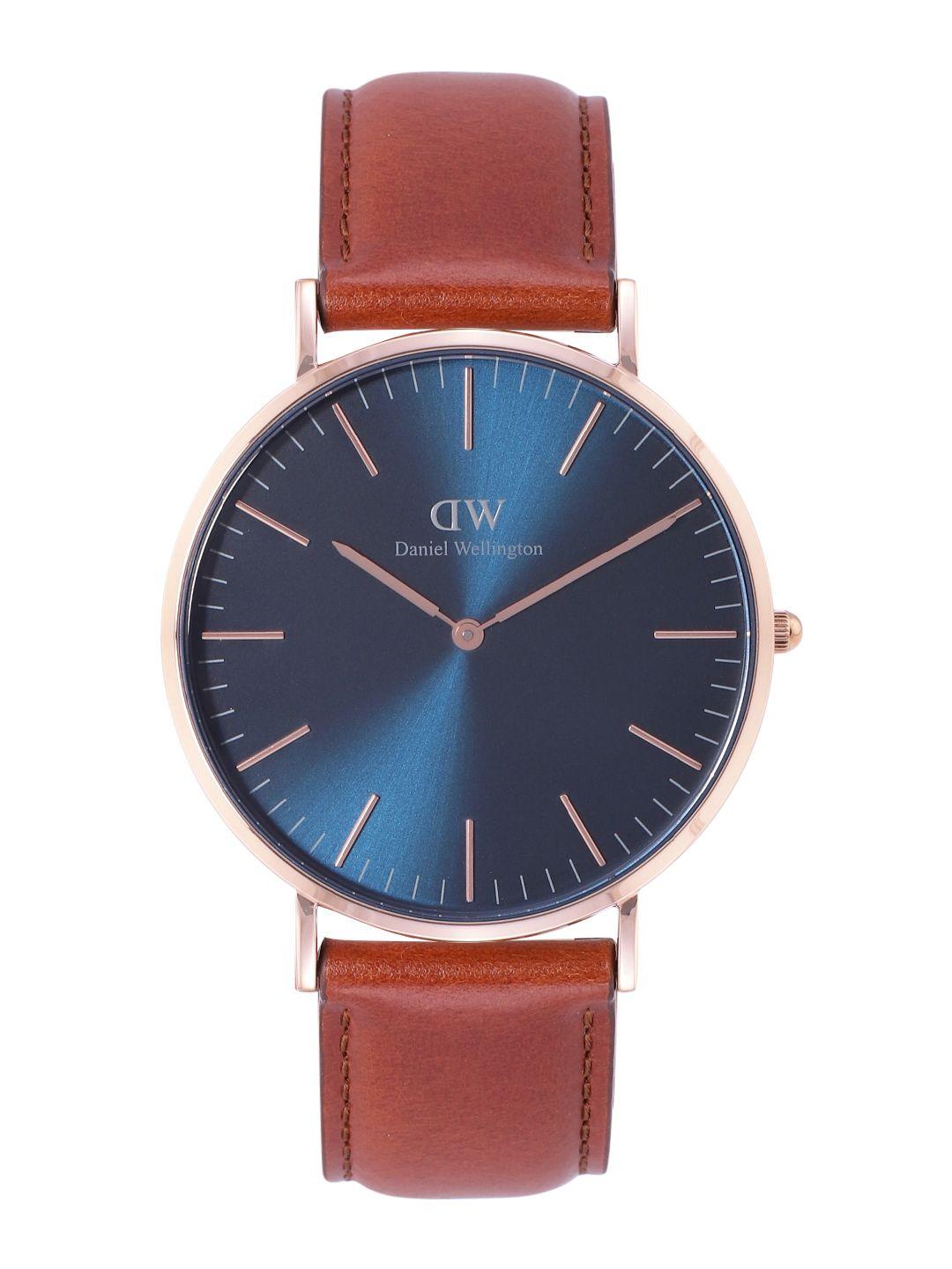 daniel wellington men classic st mawes rg leather straps analogue watch- dw00100626k