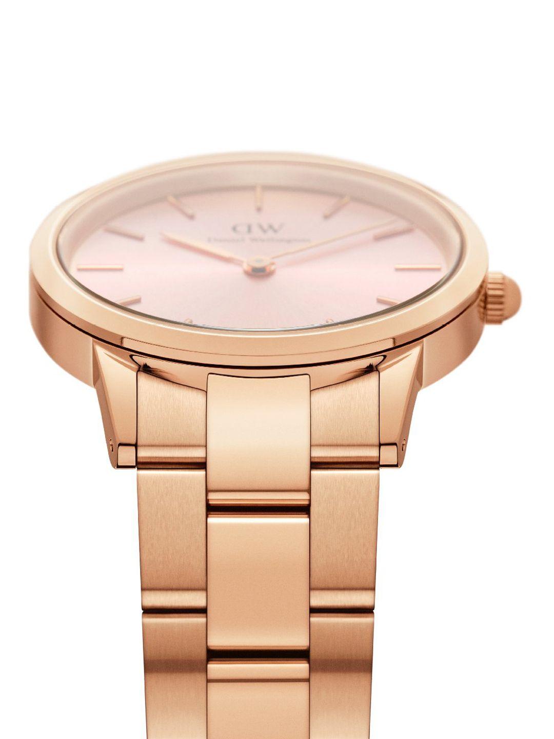 daniel wellington rose gold-plated stainless steel bracelet style straps analogue watch