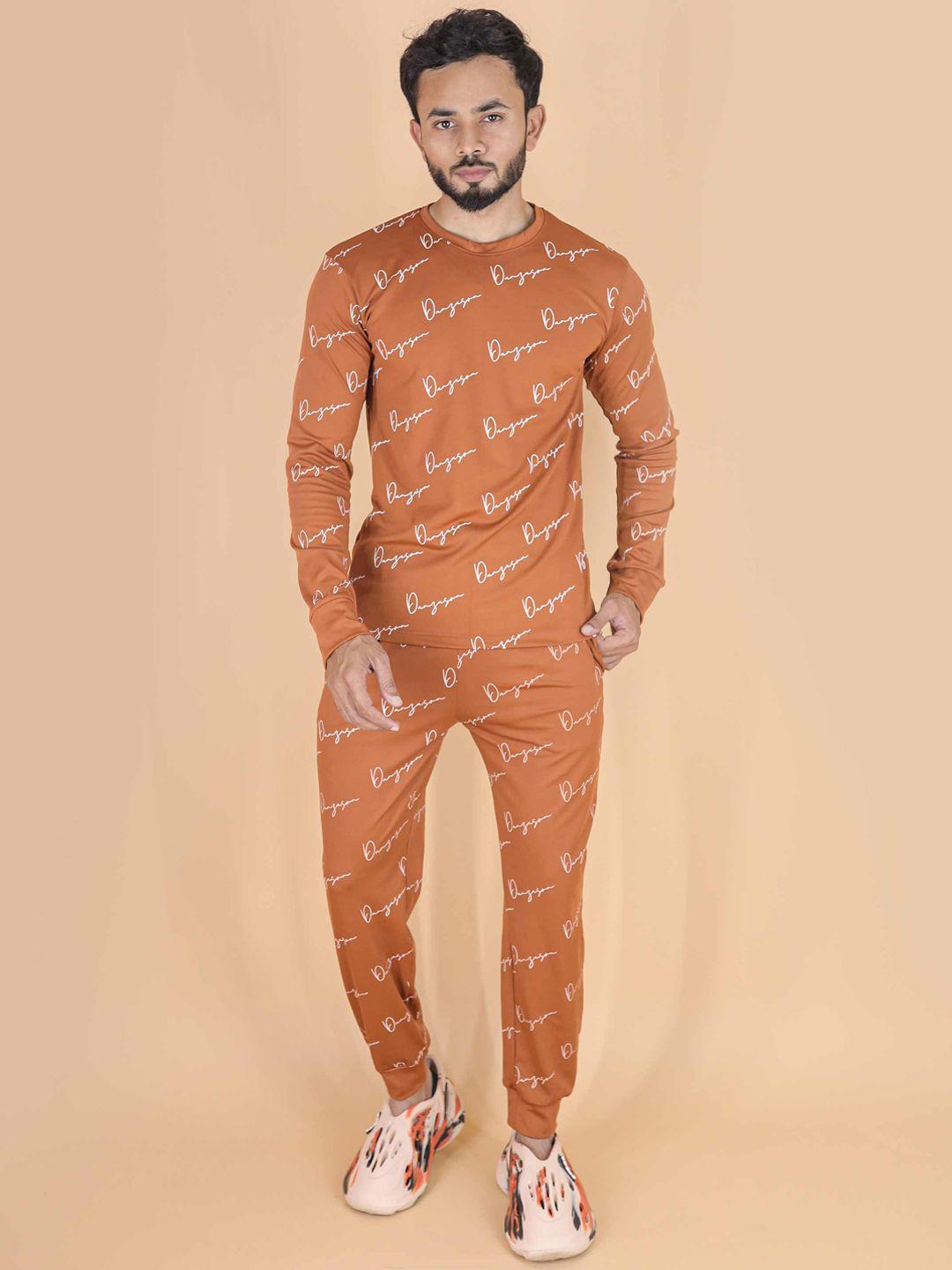 danza-son typography printed round neck tracksuits set