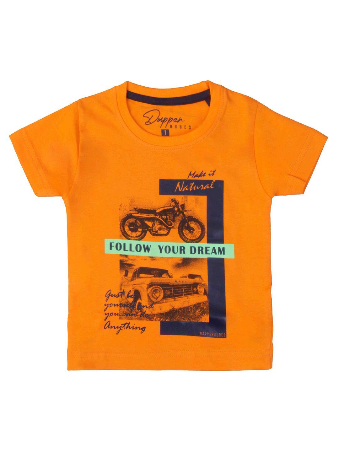 dapper-dudes-boys-orange-&-blue-printed-t-shirt