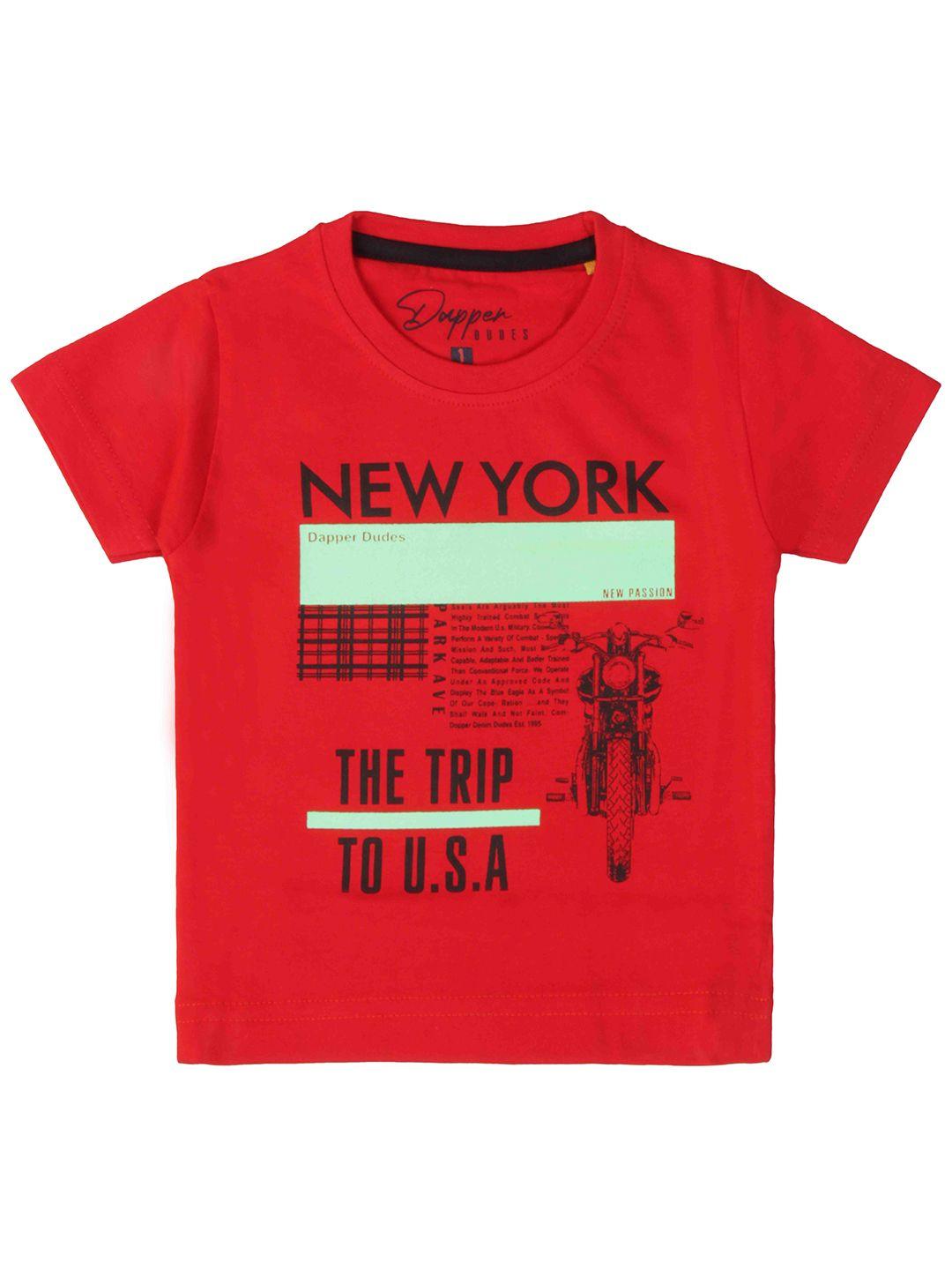 dapper-dudes-boys-red-&-black-typography-printed-cotton-t-shirt