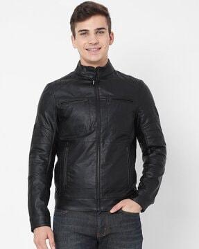 darcy eco zip-front biker jacket with zip pockets