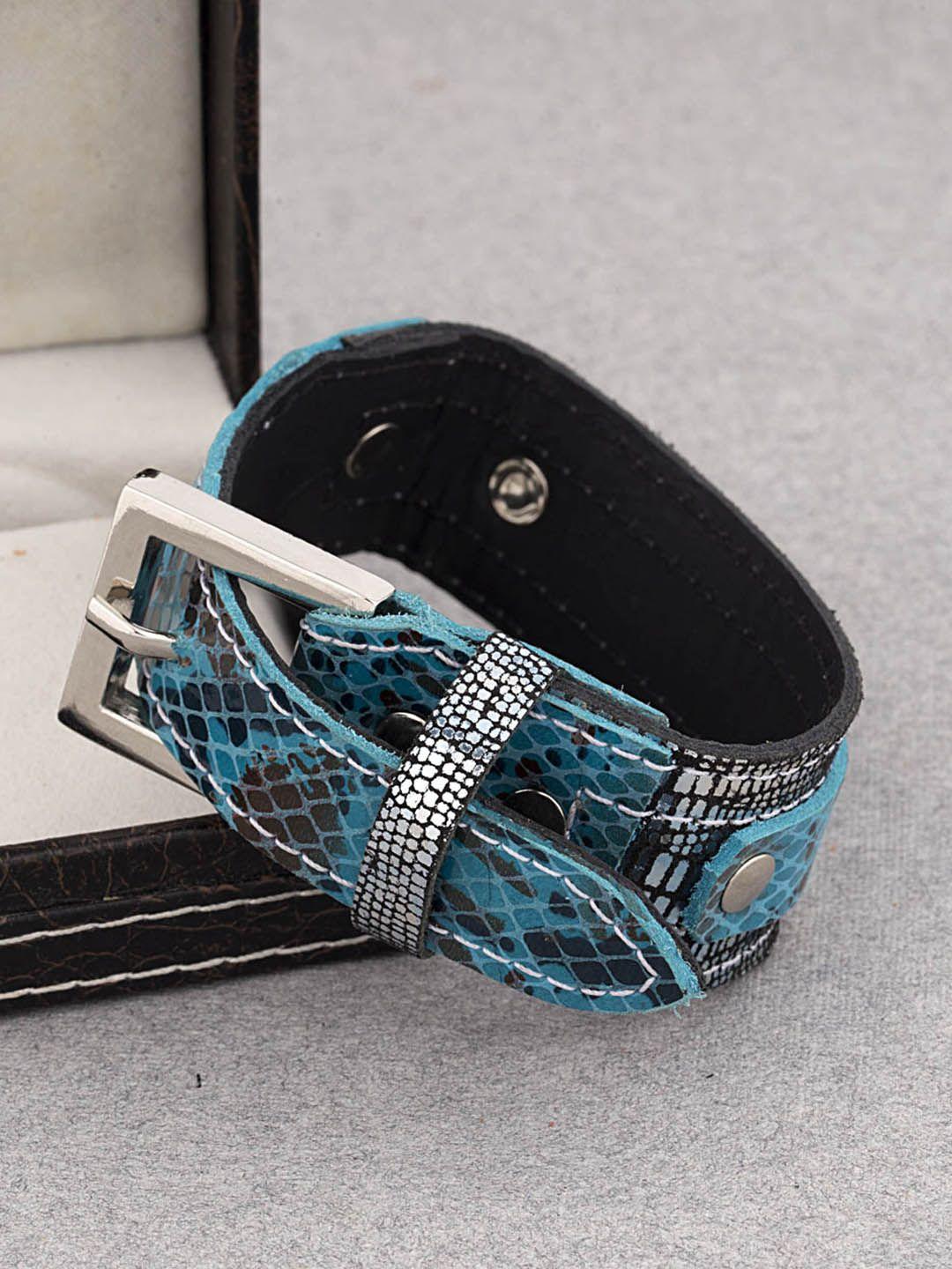 dare by voylla blue leather wraparound bracelet