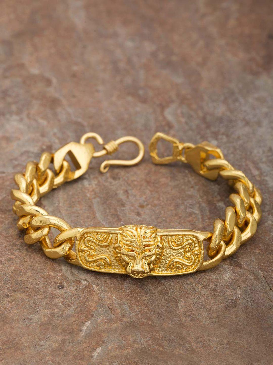 dare by voylla gold-toned brass gold-plated handcrafted link bracelet