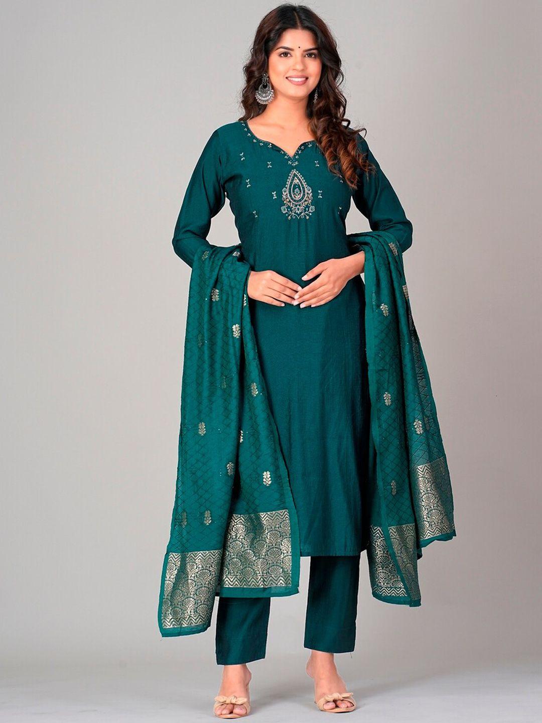 darian women ethnic motifs regular thread work kurta with trousers & with dupatta