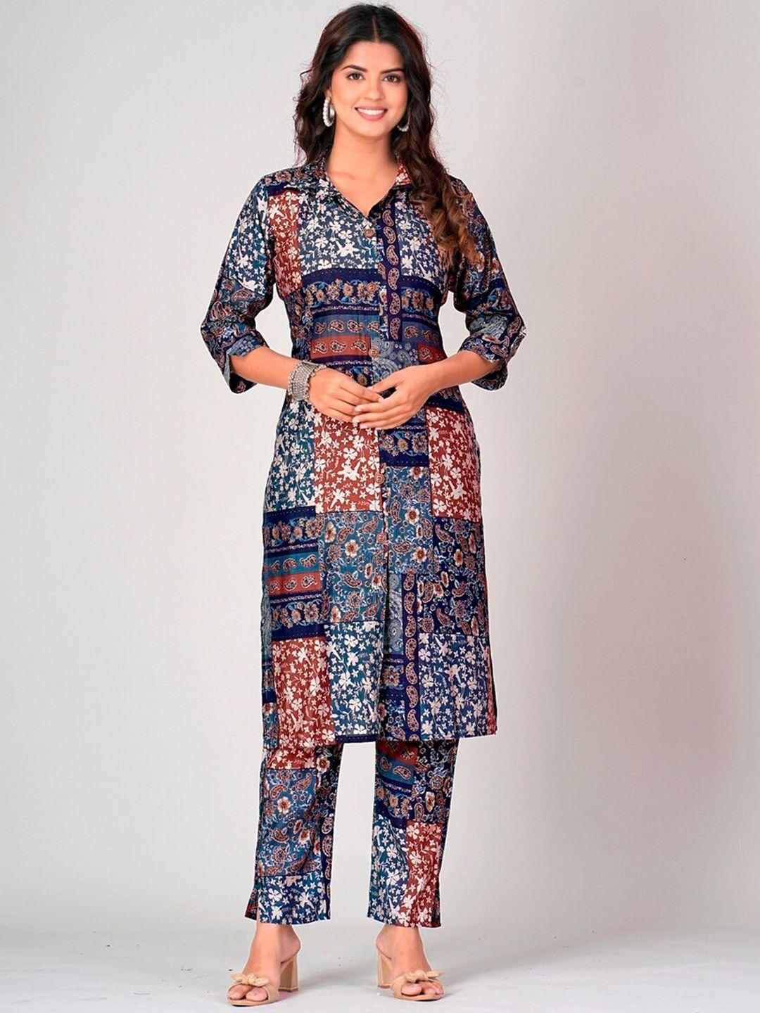 darian women floral printed regular kurta with trousers