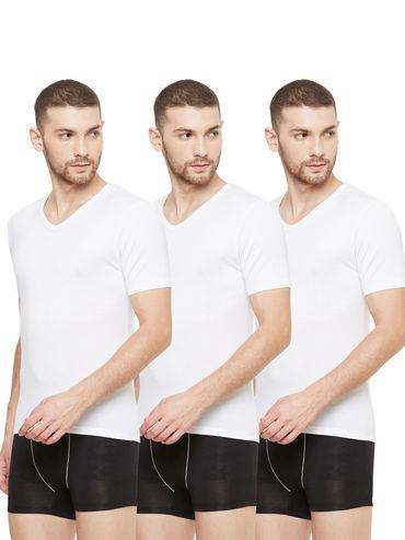 dario modal micro v neck undershirts (pack of 3) - white - white - white