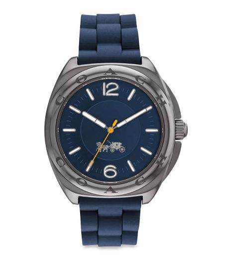 dark blue logo dial watch