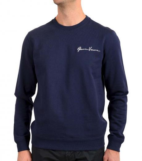 dark blue logo embroidered sweatshirt