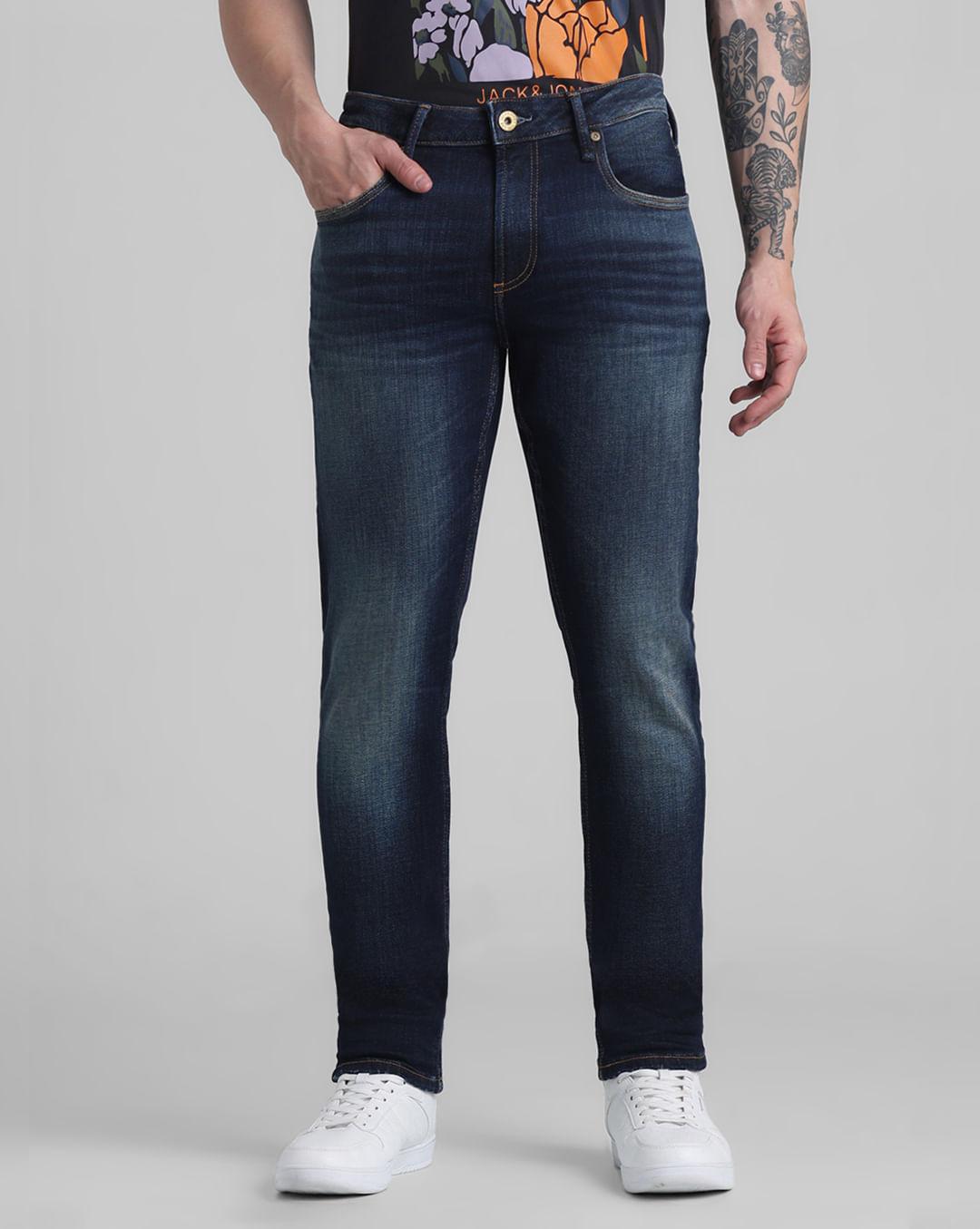 dark blue low rise washed ben skinny jeans